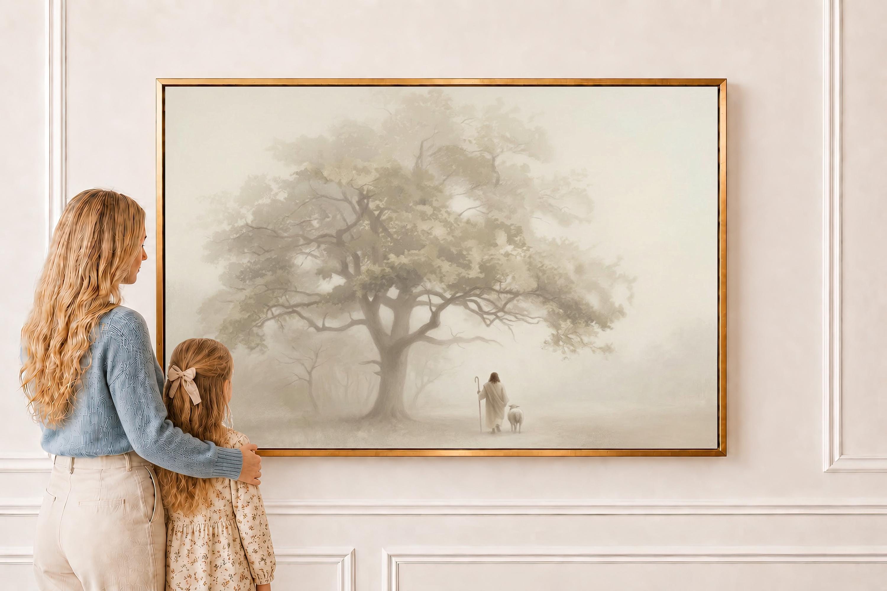 Good Shepherd Canvas | Oak Canopy Christian Wall Art Print | Moody Christian Wall Art | Faith Gift | M0002
