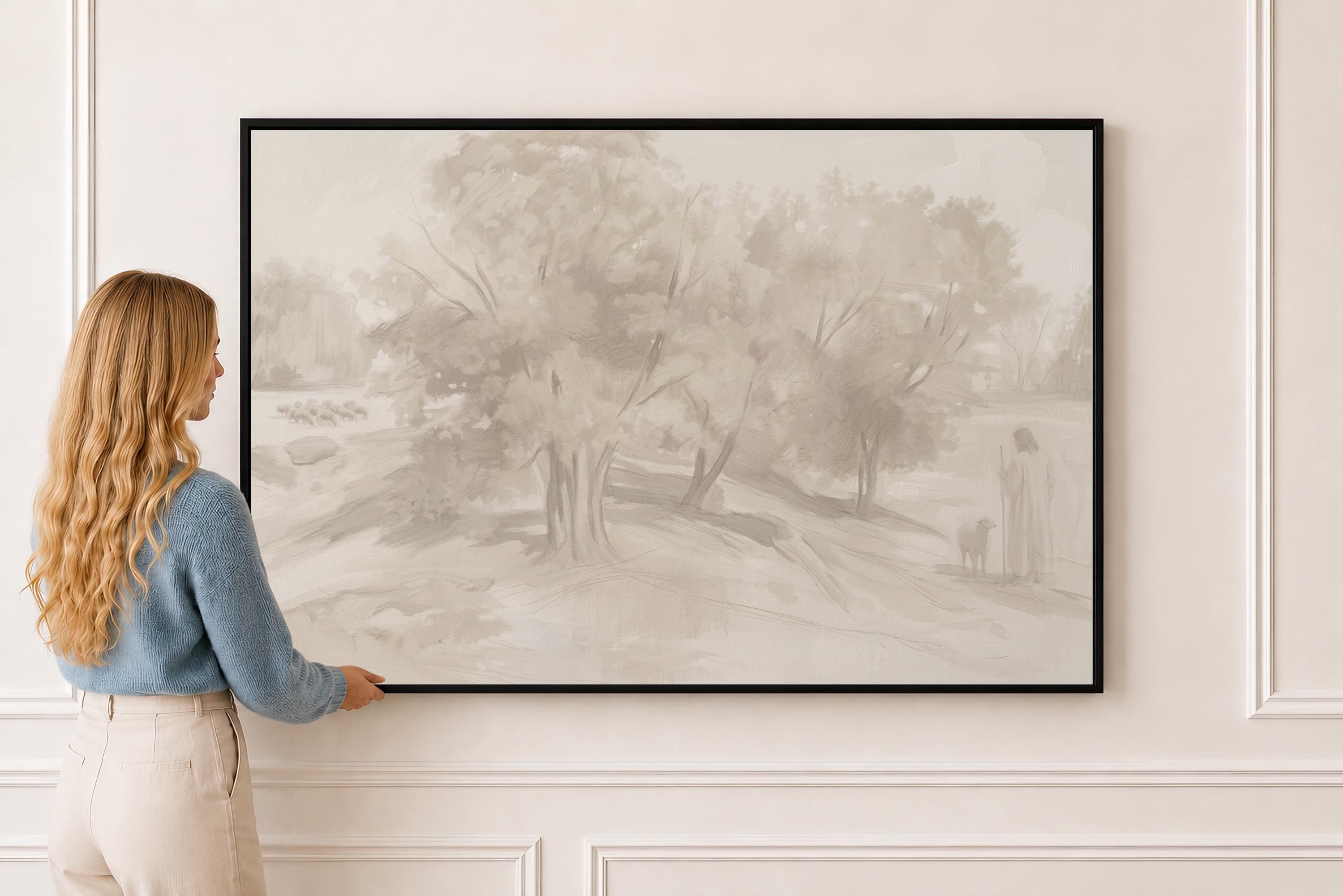 Farmhouse Faith Canvas | Corot Oak Grove Christian Wall Art Print | Impressionist Christian Wall Art | Faith Gift | G0001