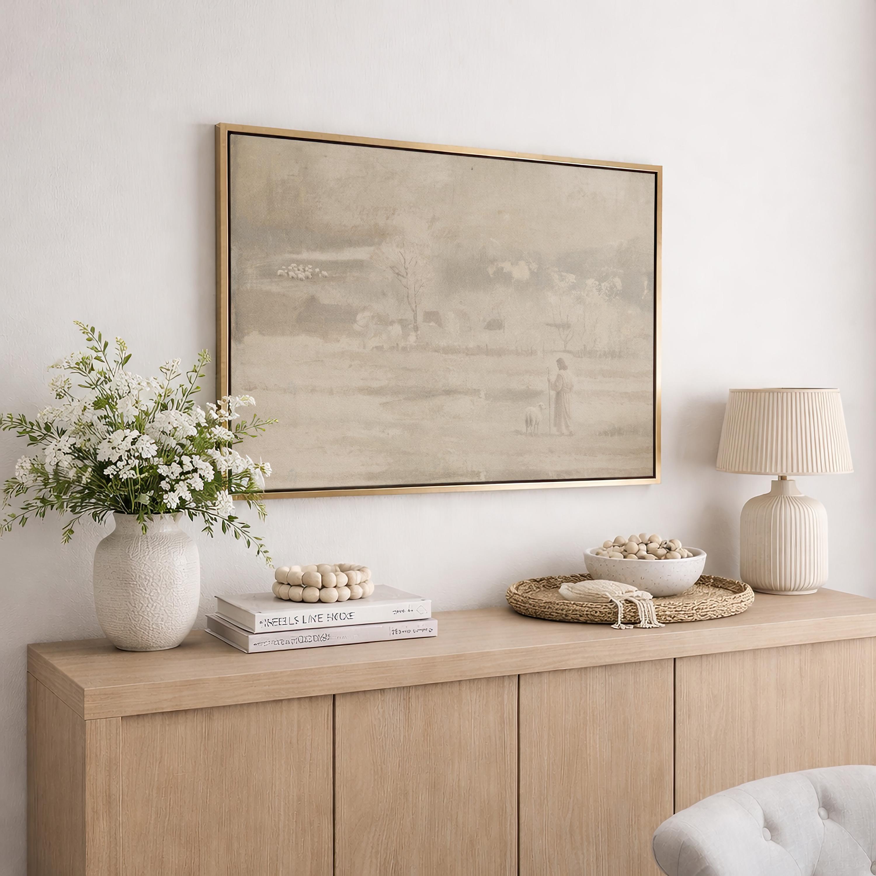 Farmhouse Faith Canvas | Muted Farm Winter Christian Wall Art Print | Vintage Christian Wall Art | Faith Gift | G0009
