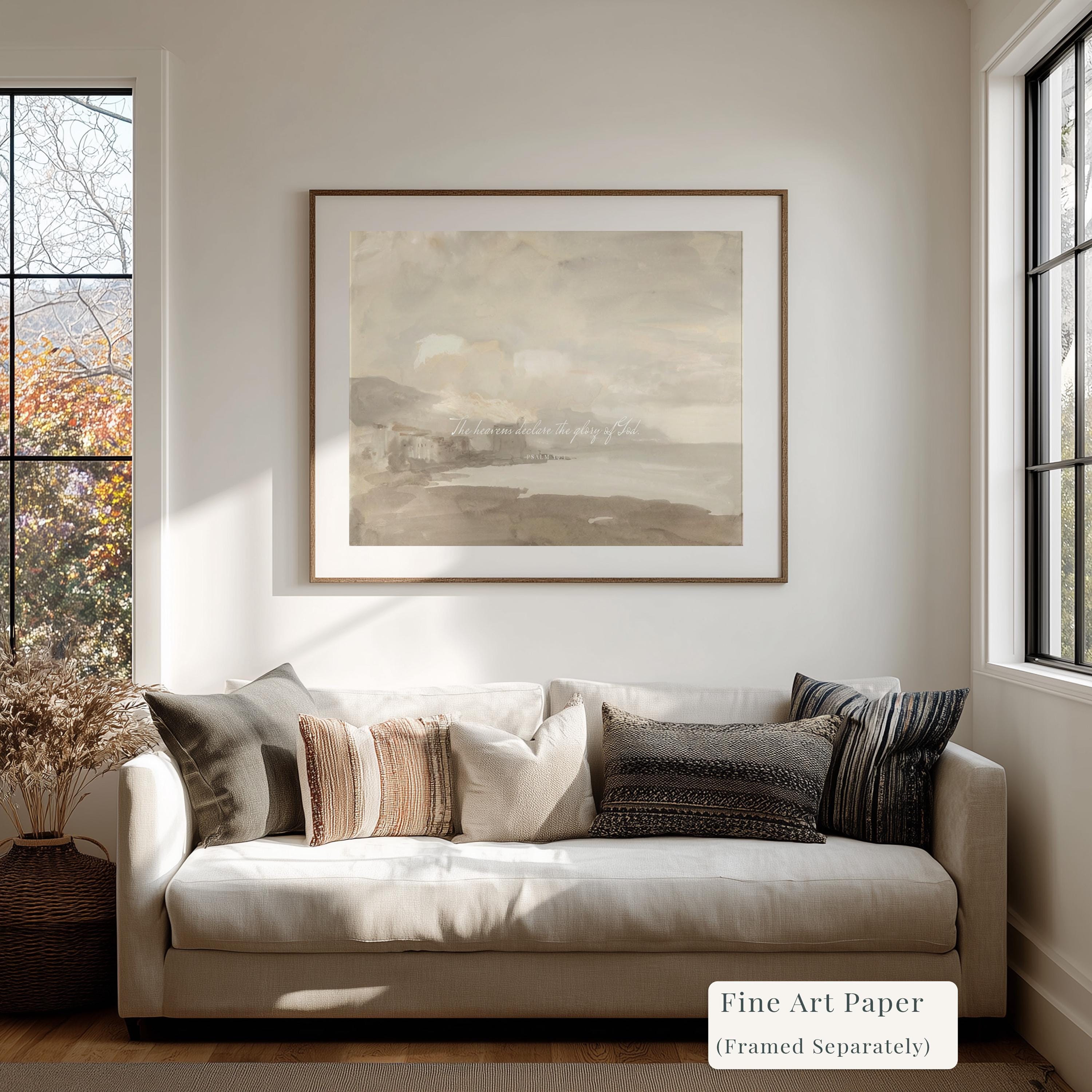 Heavens Declare Canvas | Coastal Dusk Christian Decor | Coastal Christian Wall Art | Faith Gift | T0006