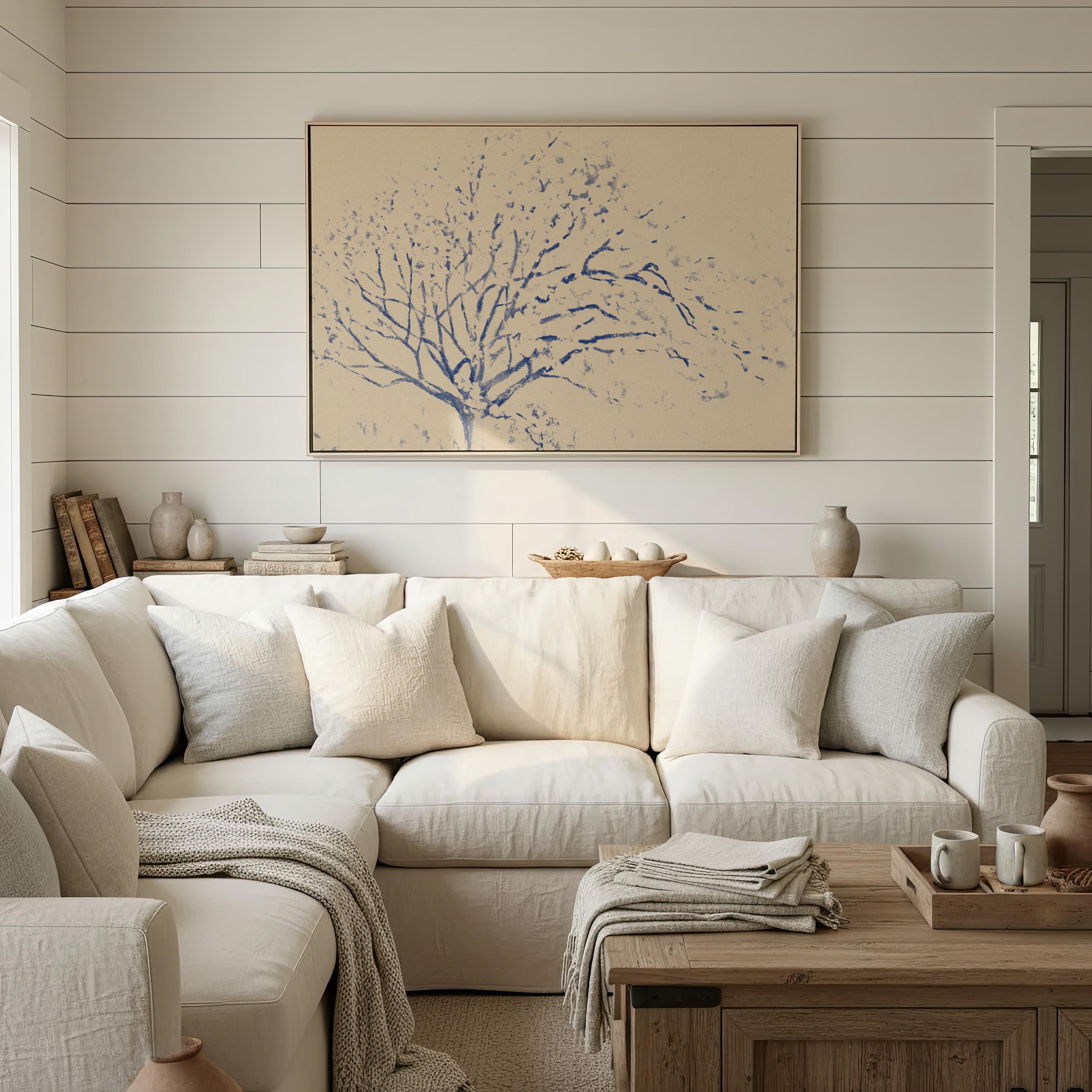 Blue Toile Faith Canvas | Blossom Tree Christian Wall Art Print | Cottagecore Christian Wall Art | Faith Gift | B0002
