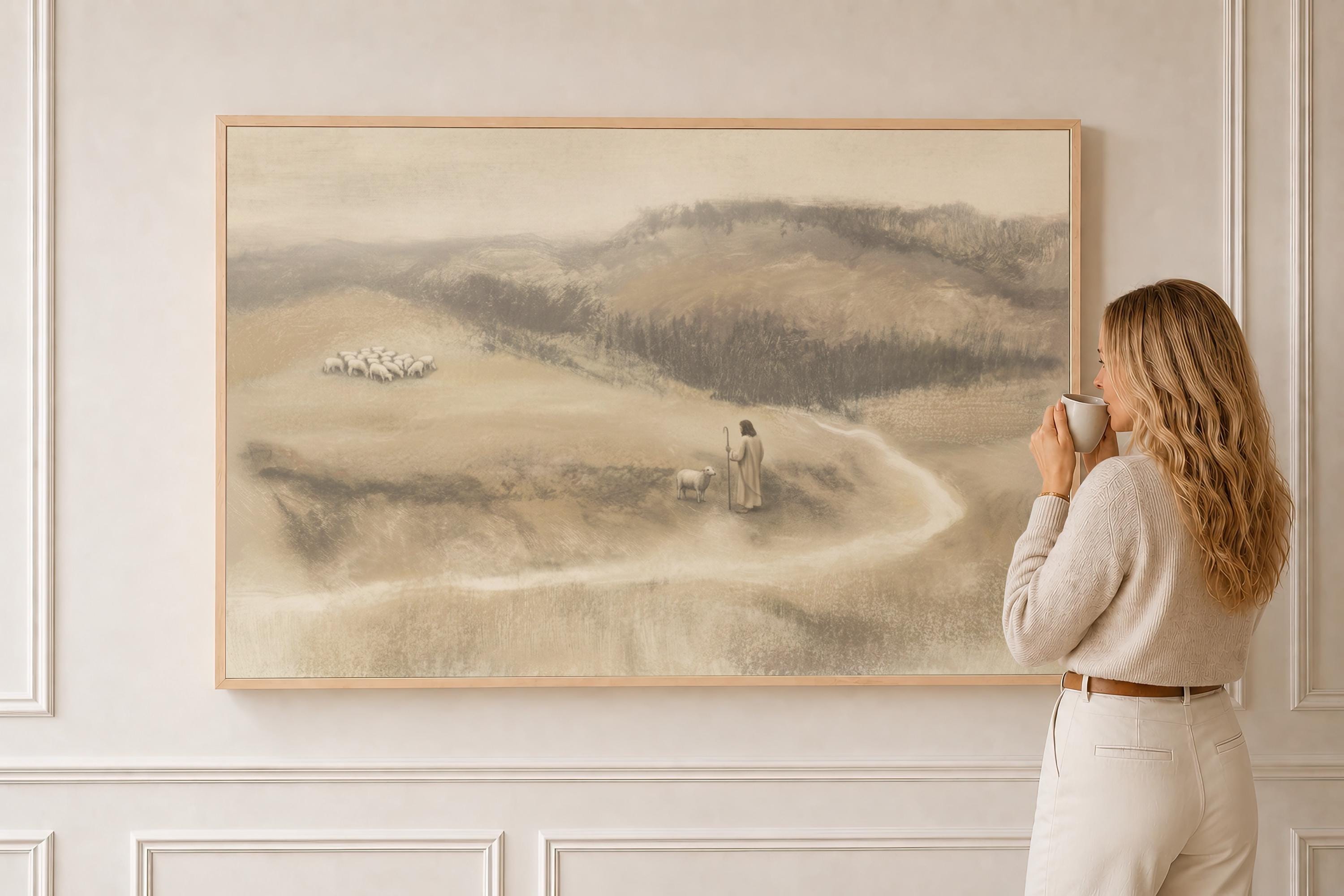 Be Still Canvas | Degas Pastel Hills Christian Wall Art Print | Impressionist Christian Wall Art | Faith Gift | F0003