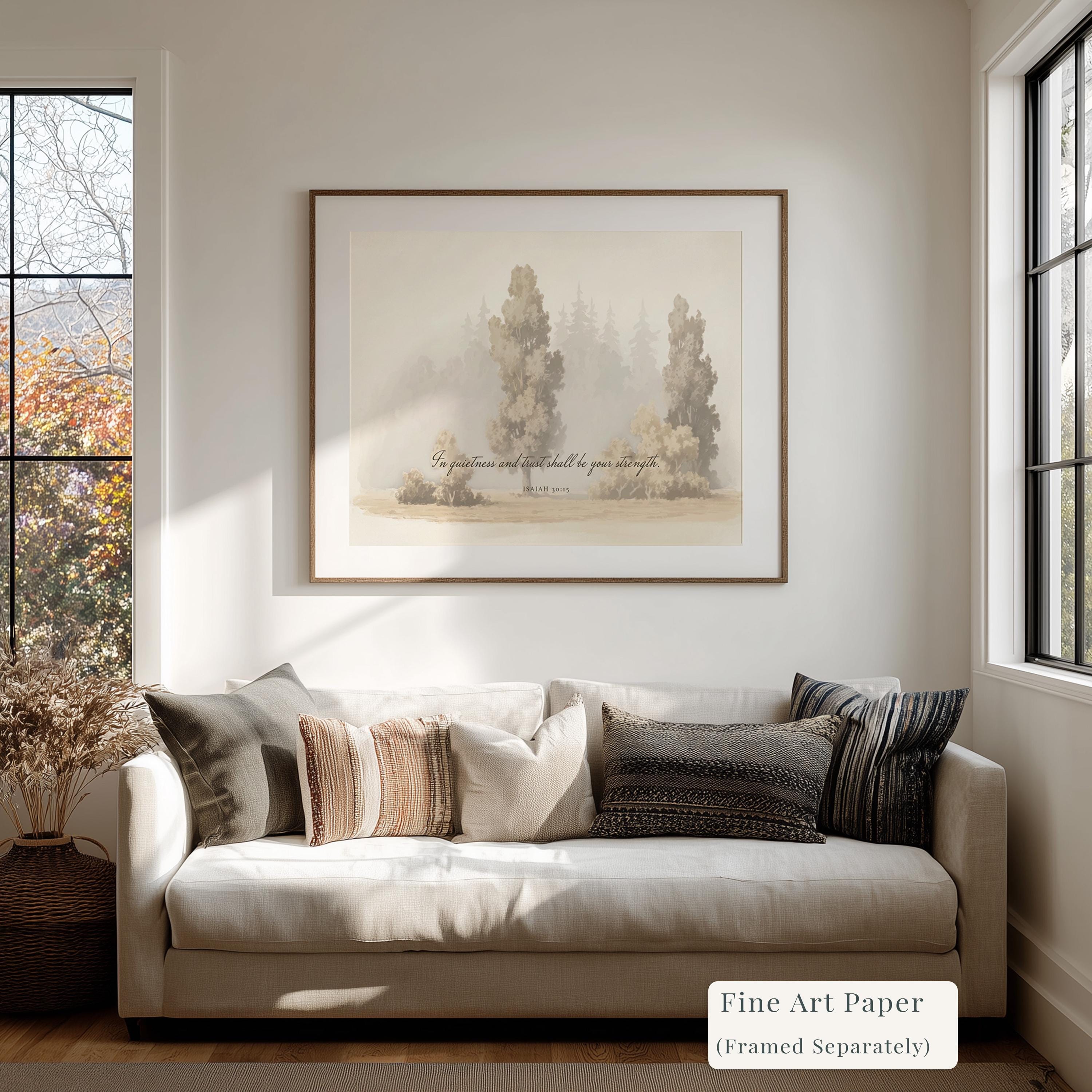 Isaiah 30:15 Canvas | Misty Grove Christian Decor | Moody Christian Wall Art | Faith Gift | T0013