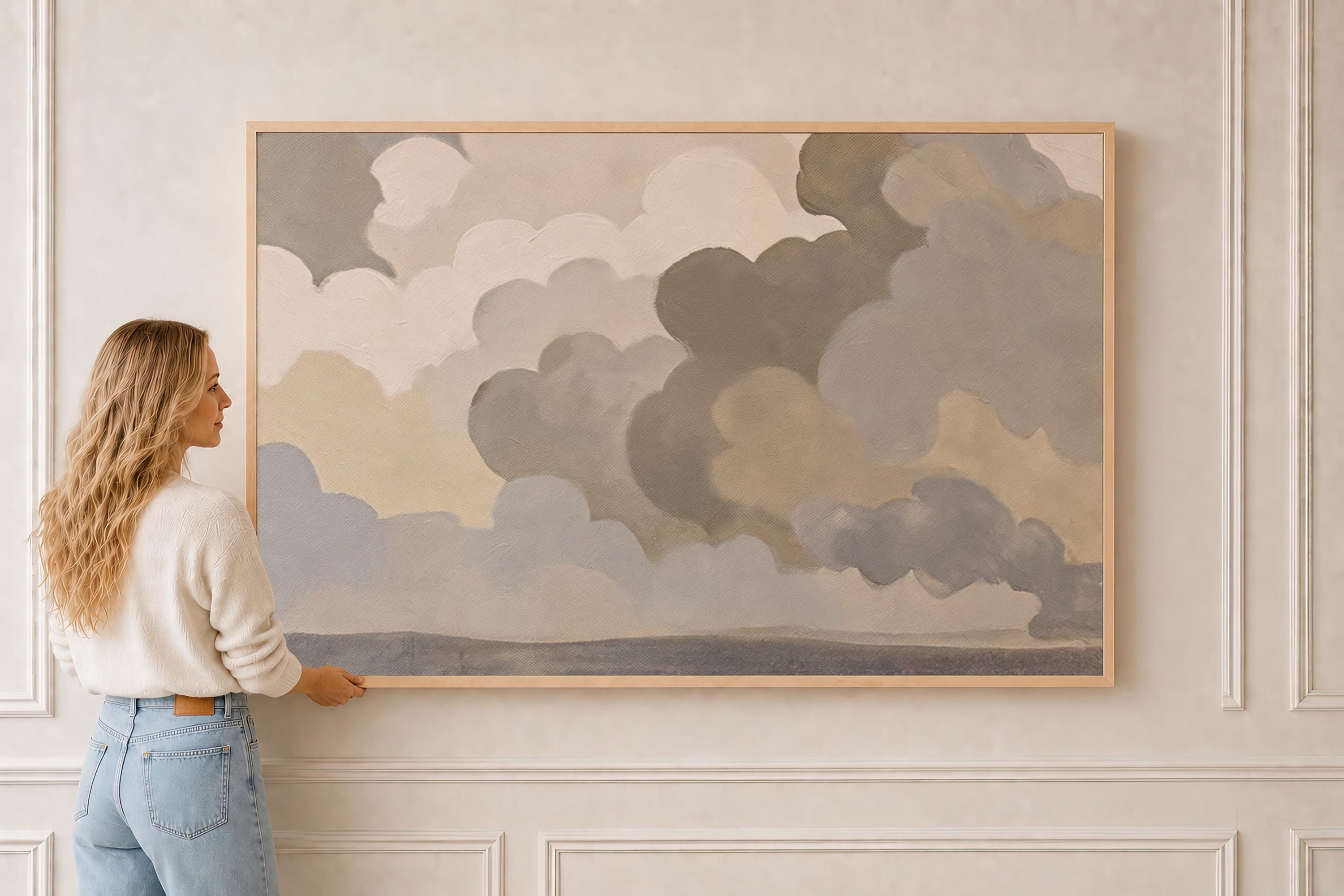 Soft Cloud Nursery Print – Watercolor Sky Wall Art – Gender Neutral Baby Room Decor – Minimal Pastel Nursery – Baby Shower Gift