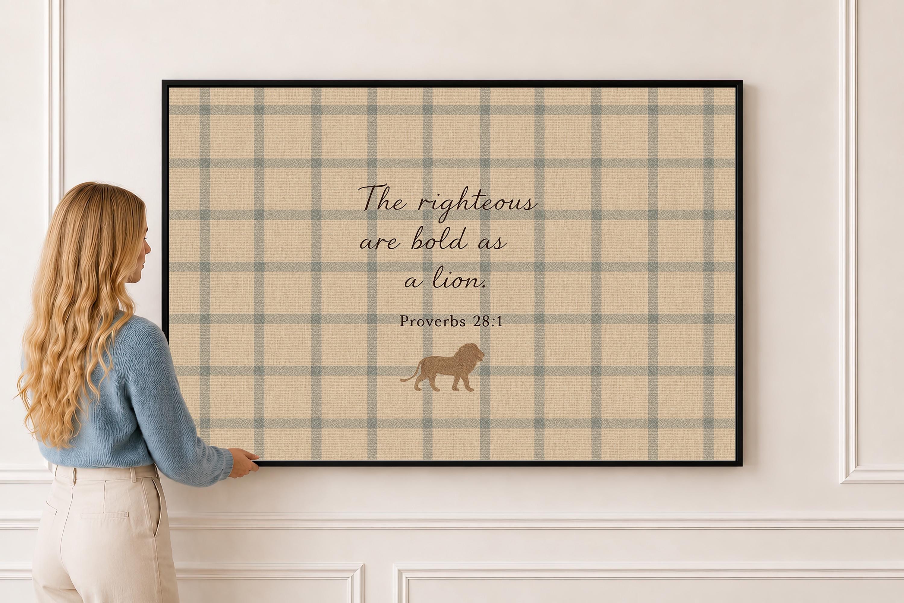 Proverbs Nursery Wall Art - Bold and Courageous Lion Nursery | Boy Room Decor