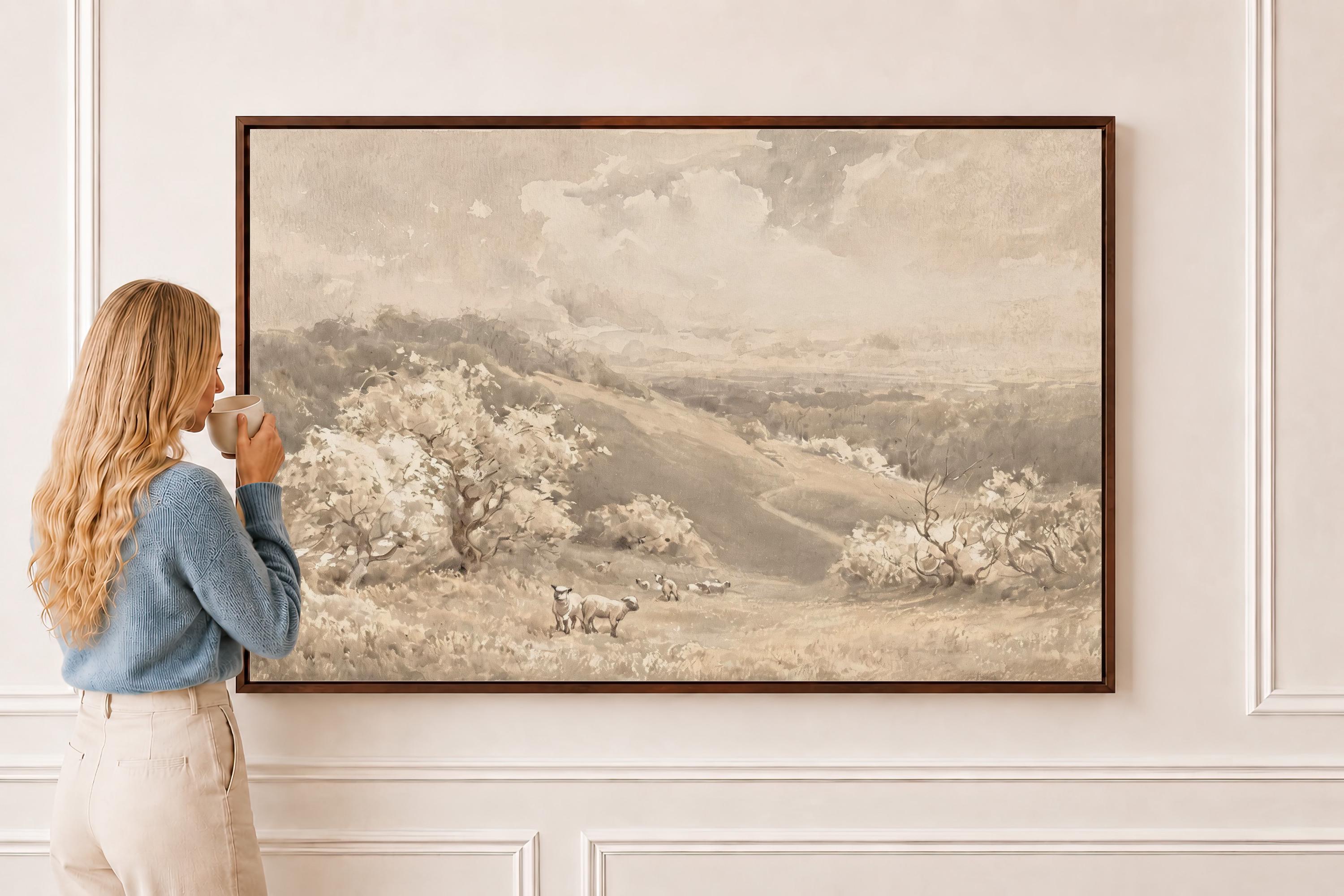 The Lord is My Shepherd Wall Art, Christian Nursery Print, Scripture Farm Art, Neutral Faith Decor, Rustic Bible Verse