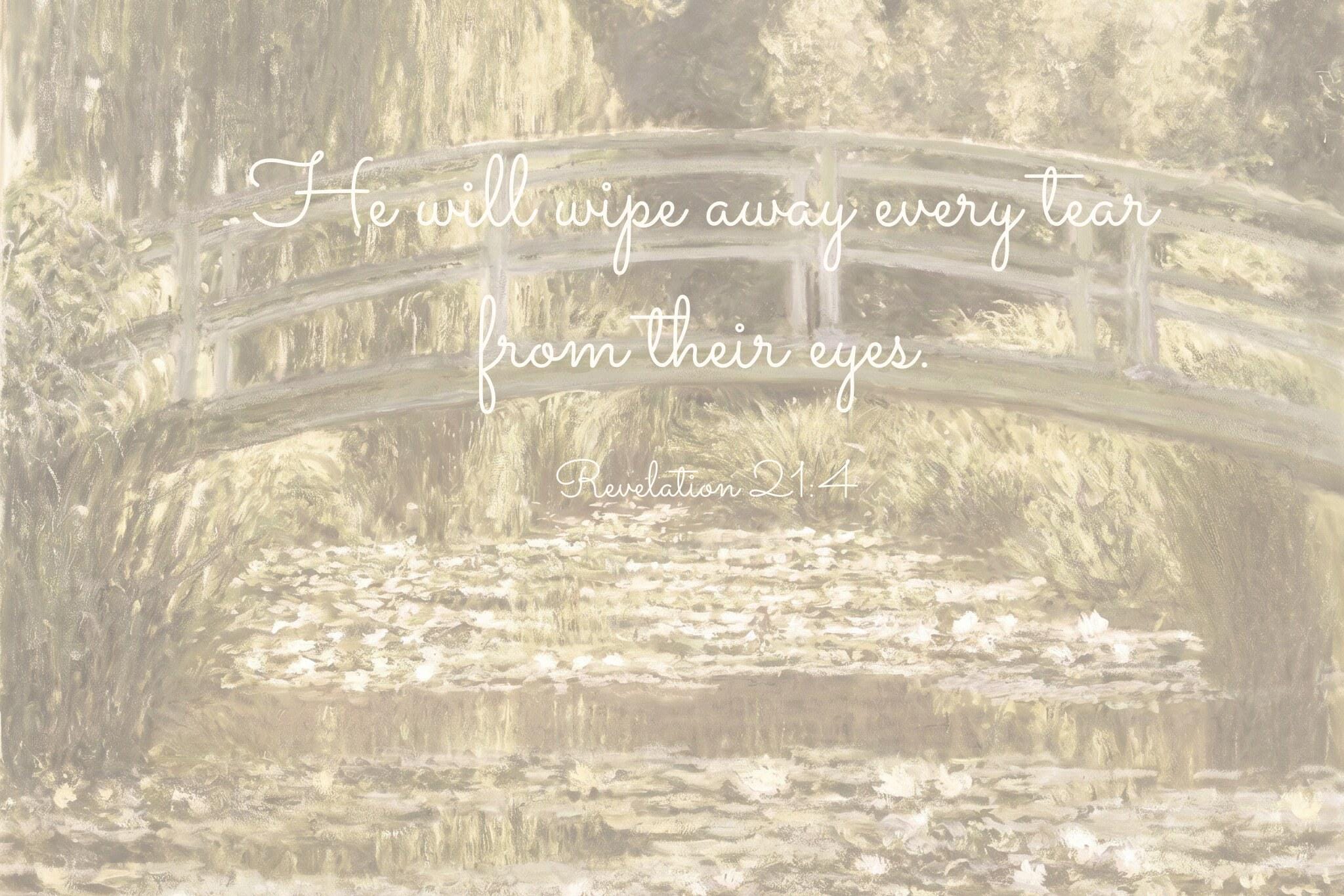Revelation 21:4 Wall Art Print | Sympathy Gift Wall Decor | Neutral Garden Bridge Painting | Christian Memorial Art | W0132