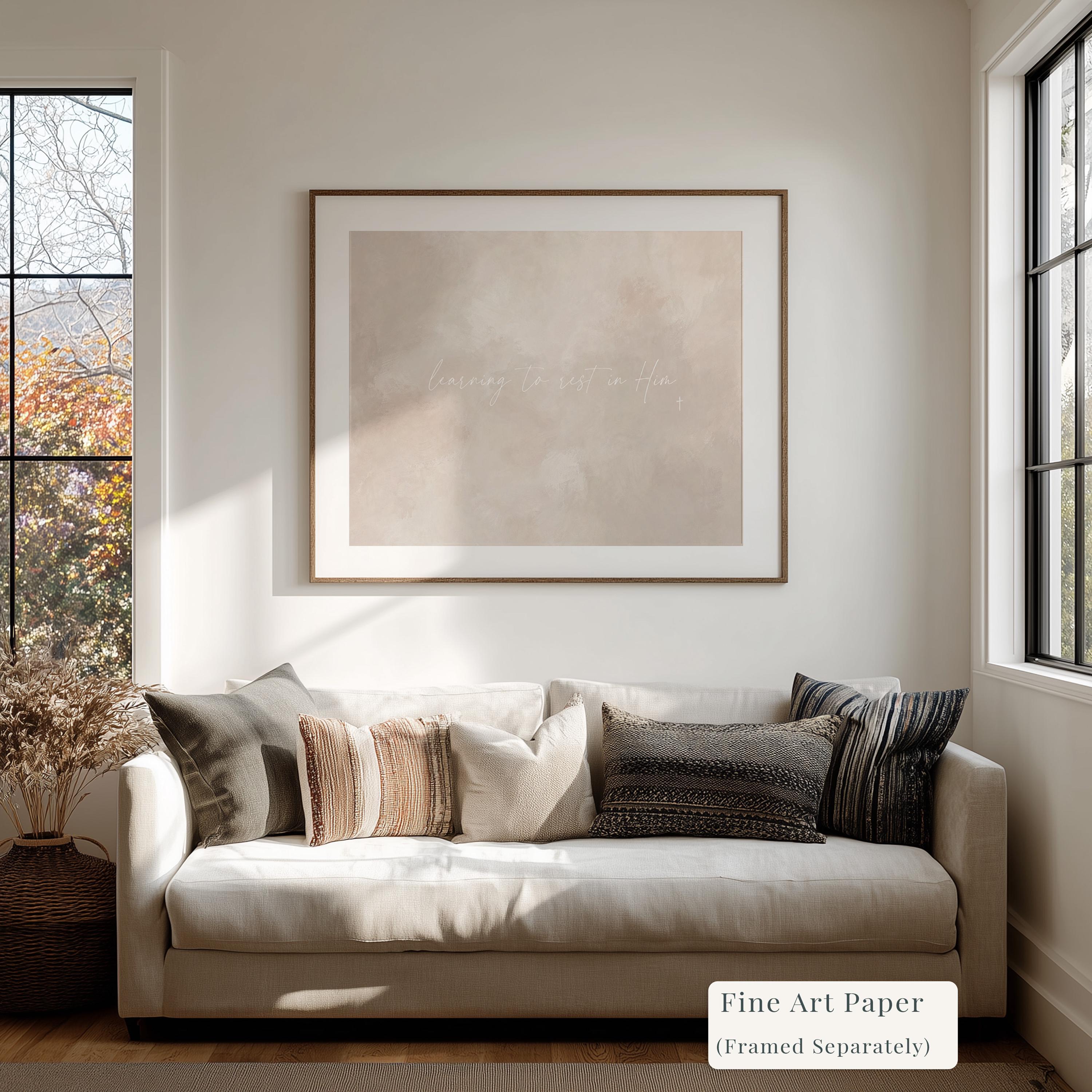 Rest in Him Canvas | Learning to Rest in Him Framed Canvas Christian Wall Art | Faith Gift for Her | C0004