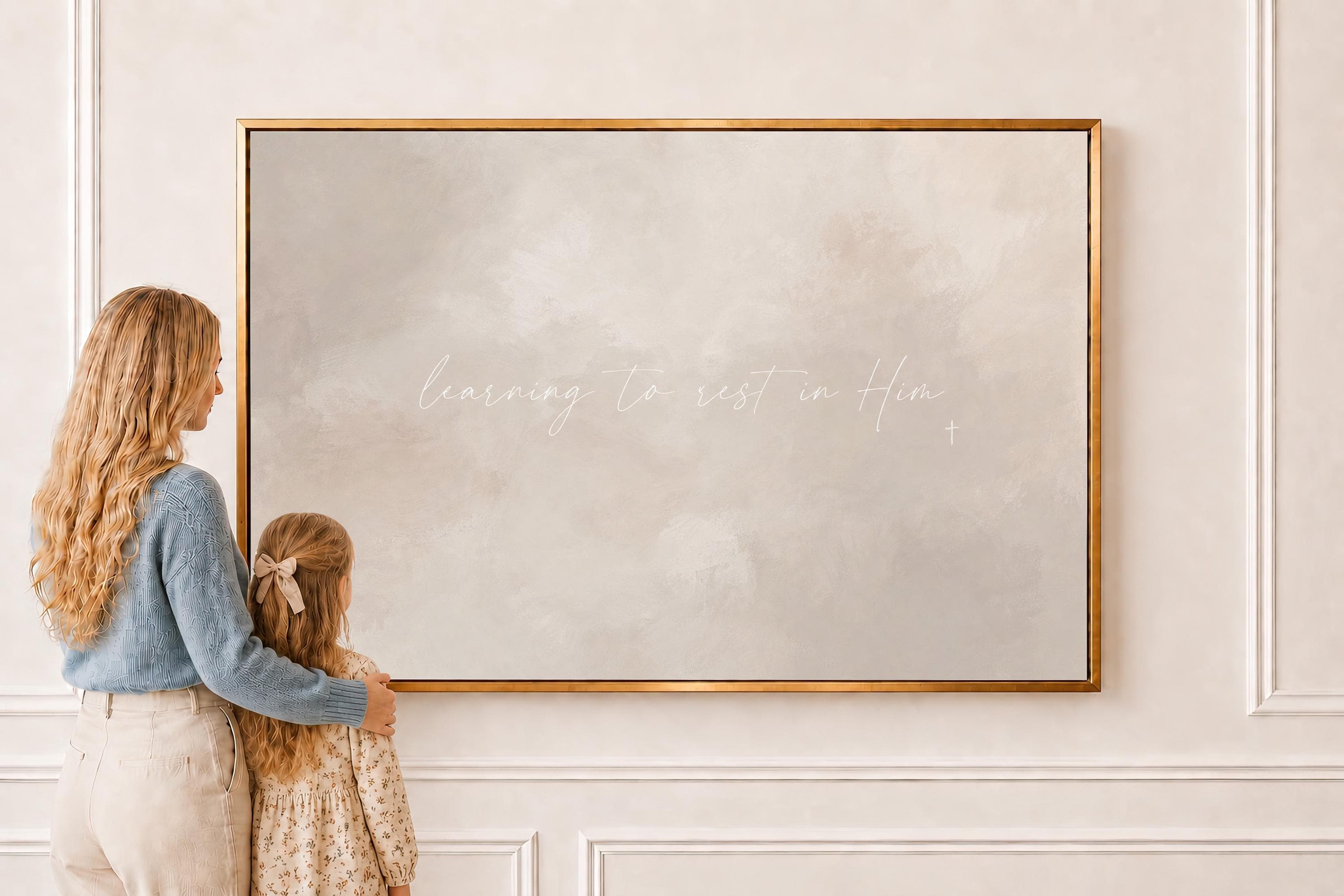Rest in Him Canvas | Learning to Rest in Him Framed Canvas Christian Wall Art | Faith Gift for Her | C0004