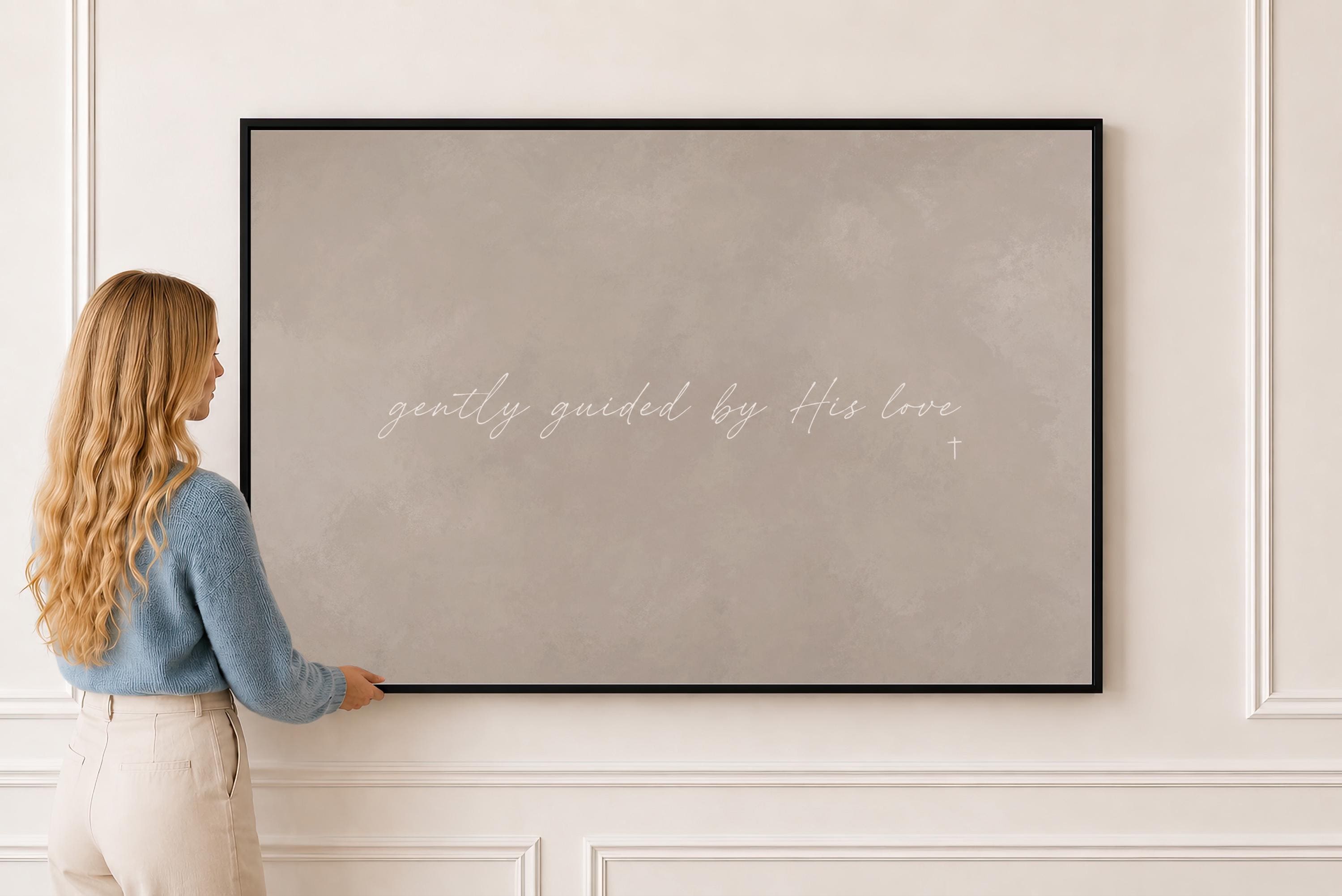 Guided by Love Canvas | Gently Guided by His Love Framed Canvas Christian Wall Art | Faith Gift for Her | C0009