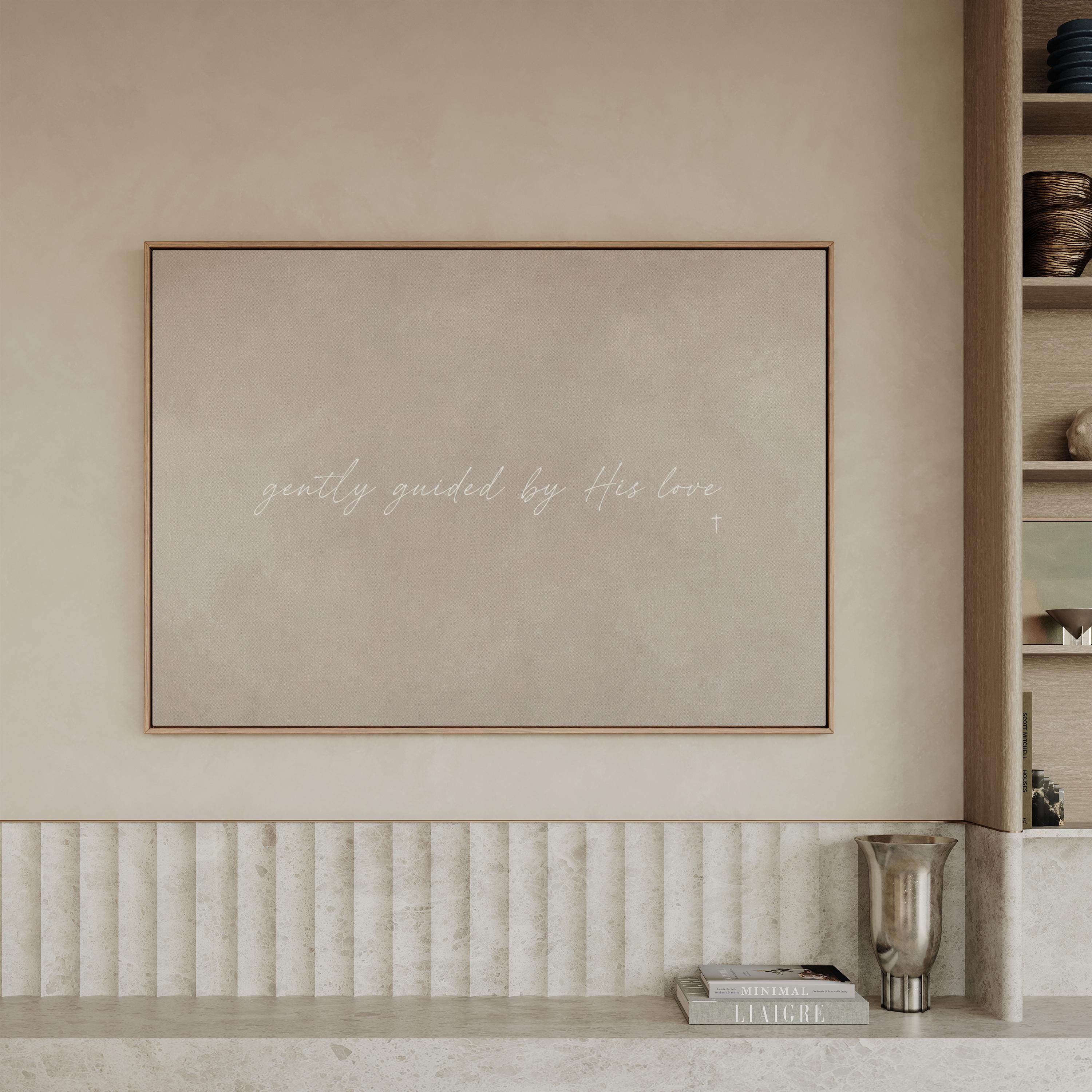 Guided by Love Canvas | Gently Guided by His Love Framed Canvas Christian Wall Art | Faith Gift for Her | C0009