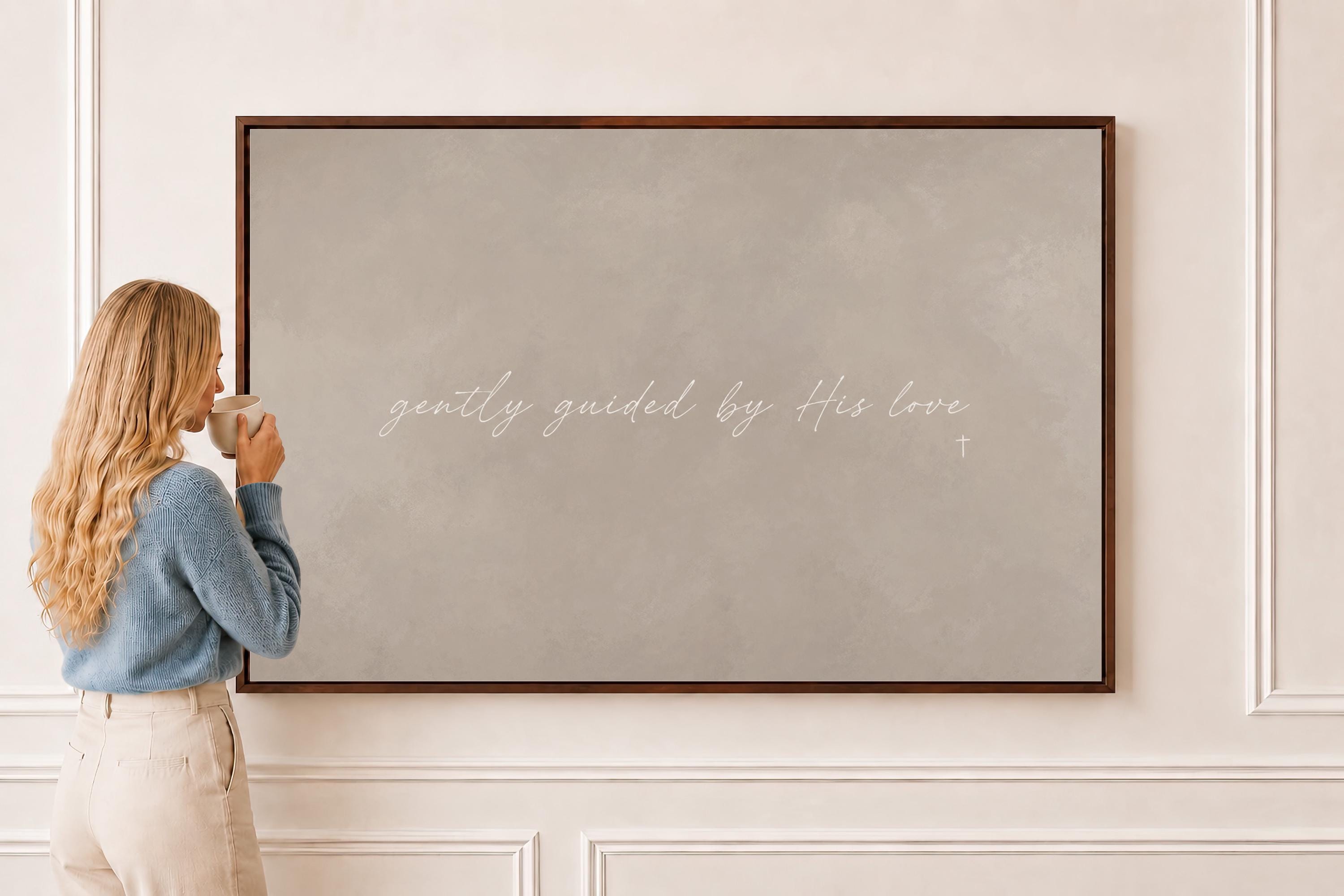 Guided by Love Canvas | Gently Guided by His Love Framed Canvas Christian Wall Art | Faith Gift for Her | C0009