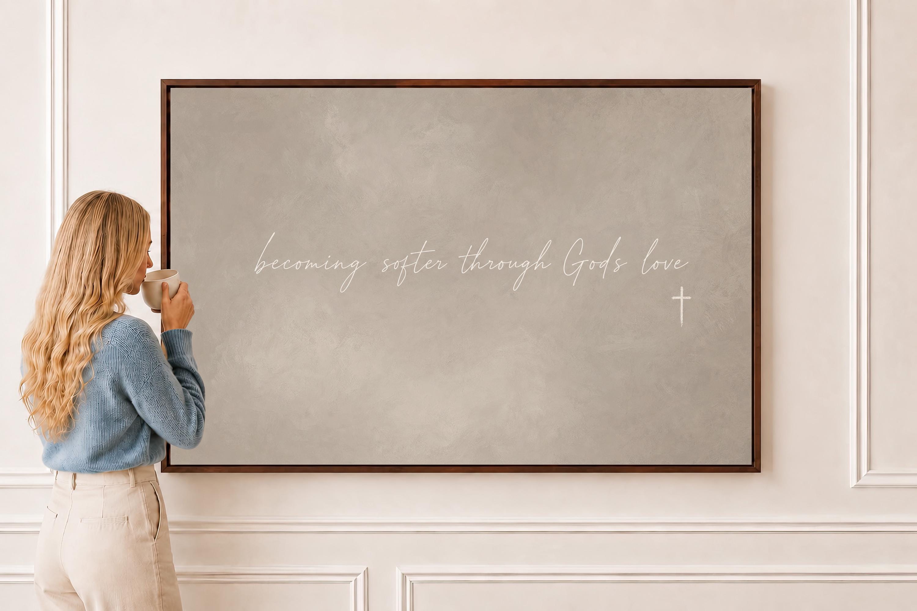 Softened by Love Canvas | Becoming Softer Through His Love Framed Canvas Christian Wall Art | Faith Gift for Her | C0015