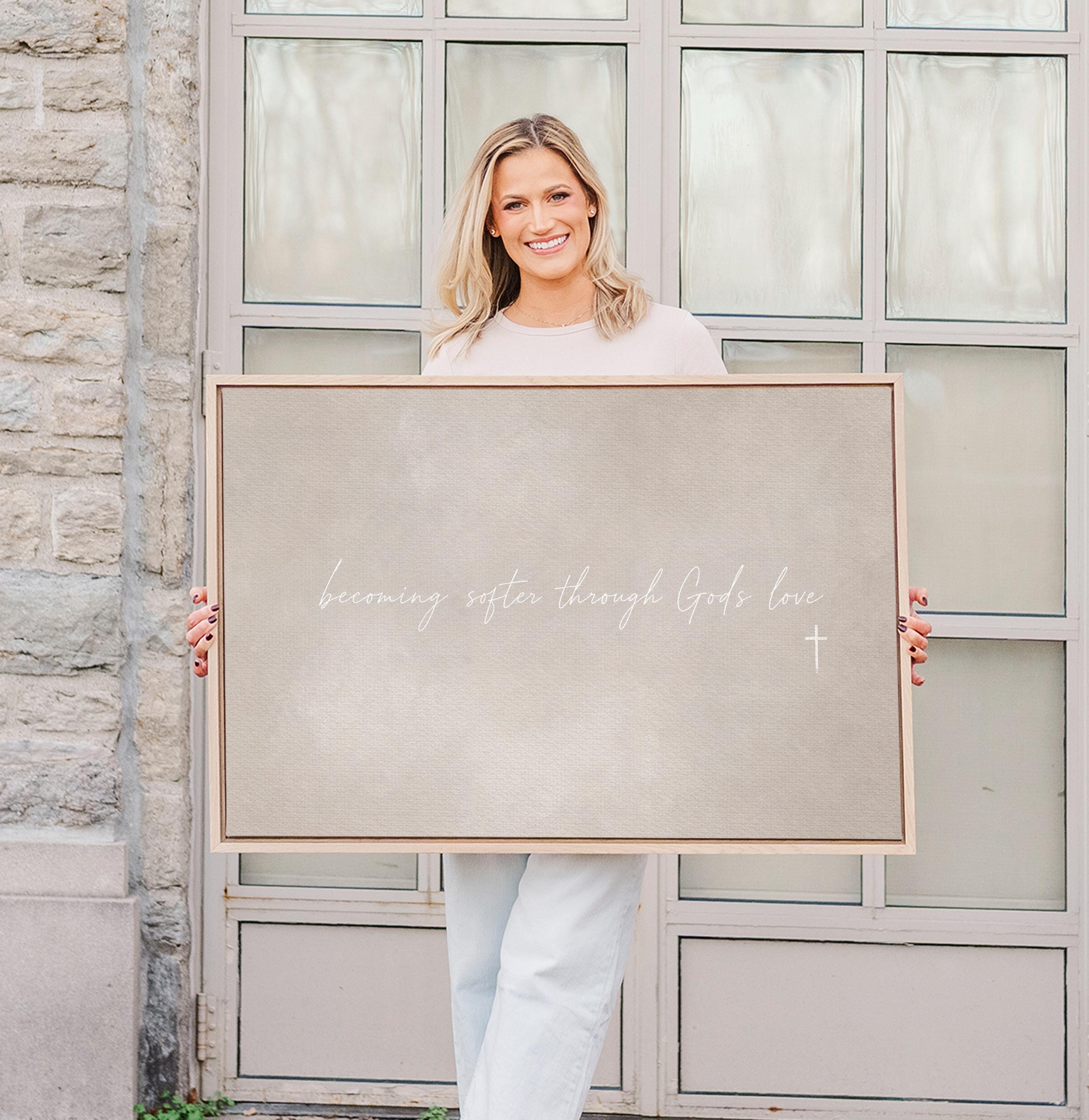 Softened by Love Canvas | Becoming Softer Through His Love Framed Canvas Christian Wall Art | Faith Gift for Her | C0015