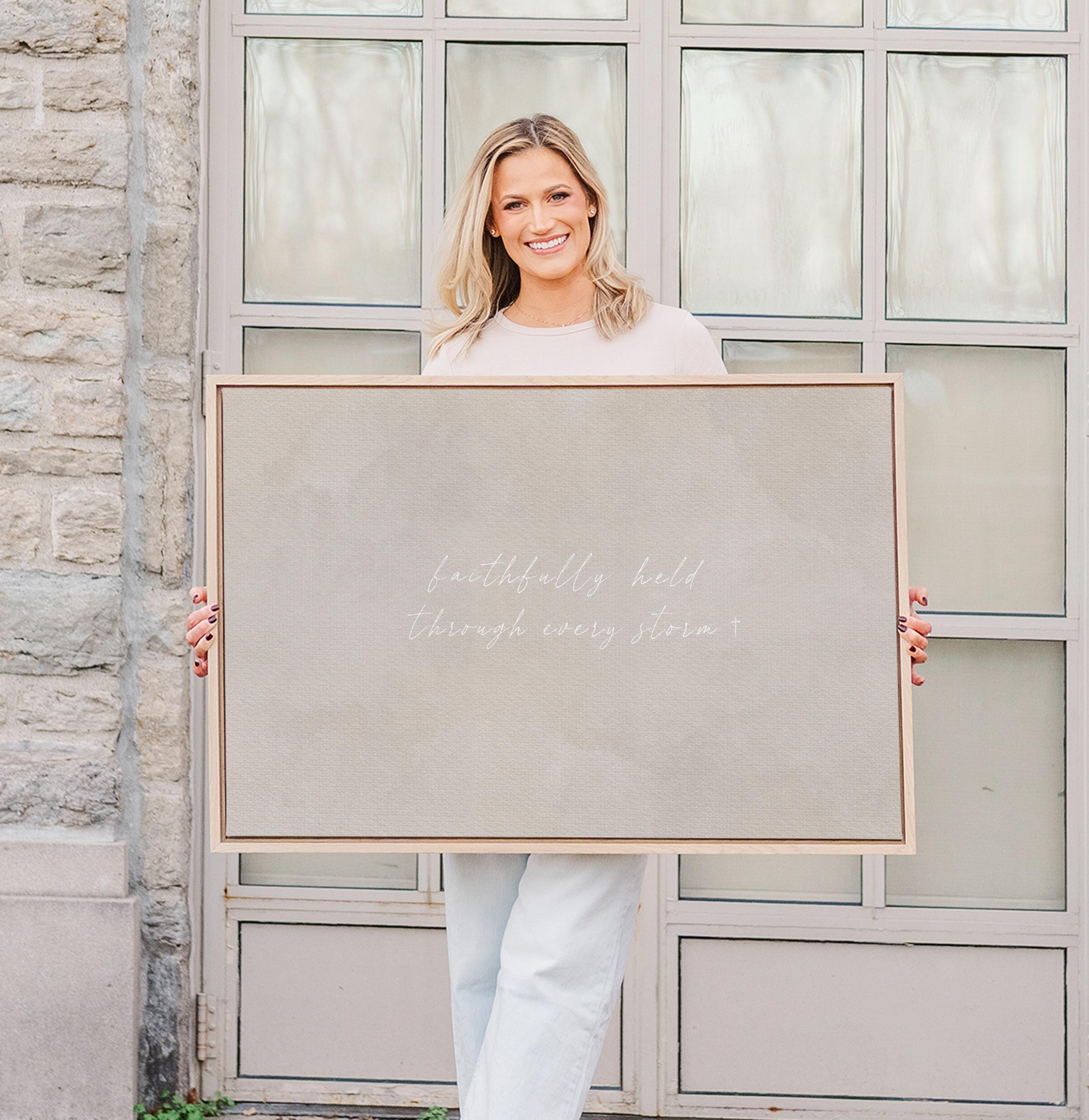 Through Storms Canvas | Faithfully Held Through Storms Framed Canvas Christian Wall Art | Faith Gift for Her | C0019