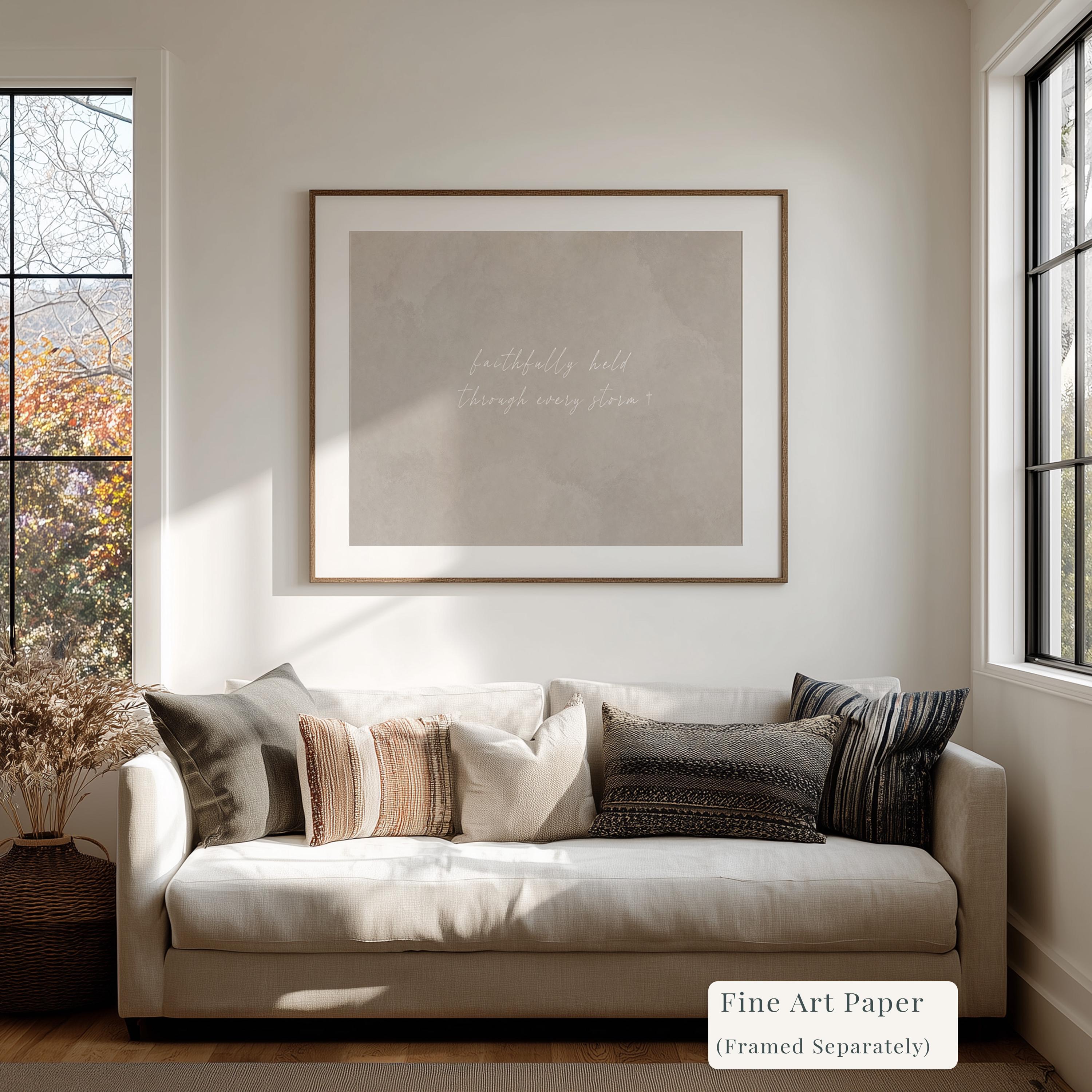 Through Storms Canvas | Faithfully Held Through Storms Framed Canvas Christian Wall Art | Faith Gift for Her | C0019