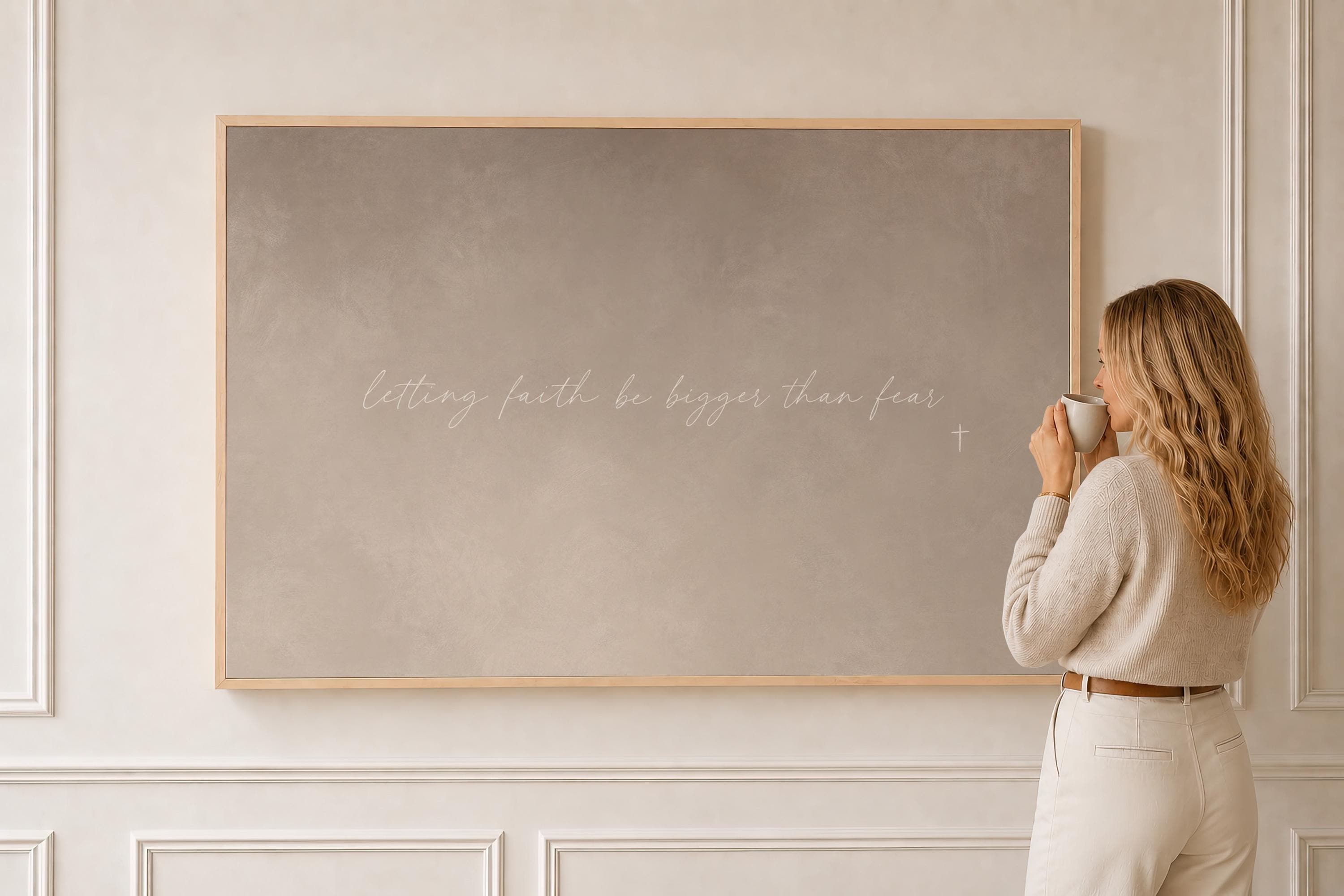 Faith Over Fear Canvas | Faith Bigger Than Fear Framed Canvas Christian Wall Art | Faith Gift for Her | C0006
