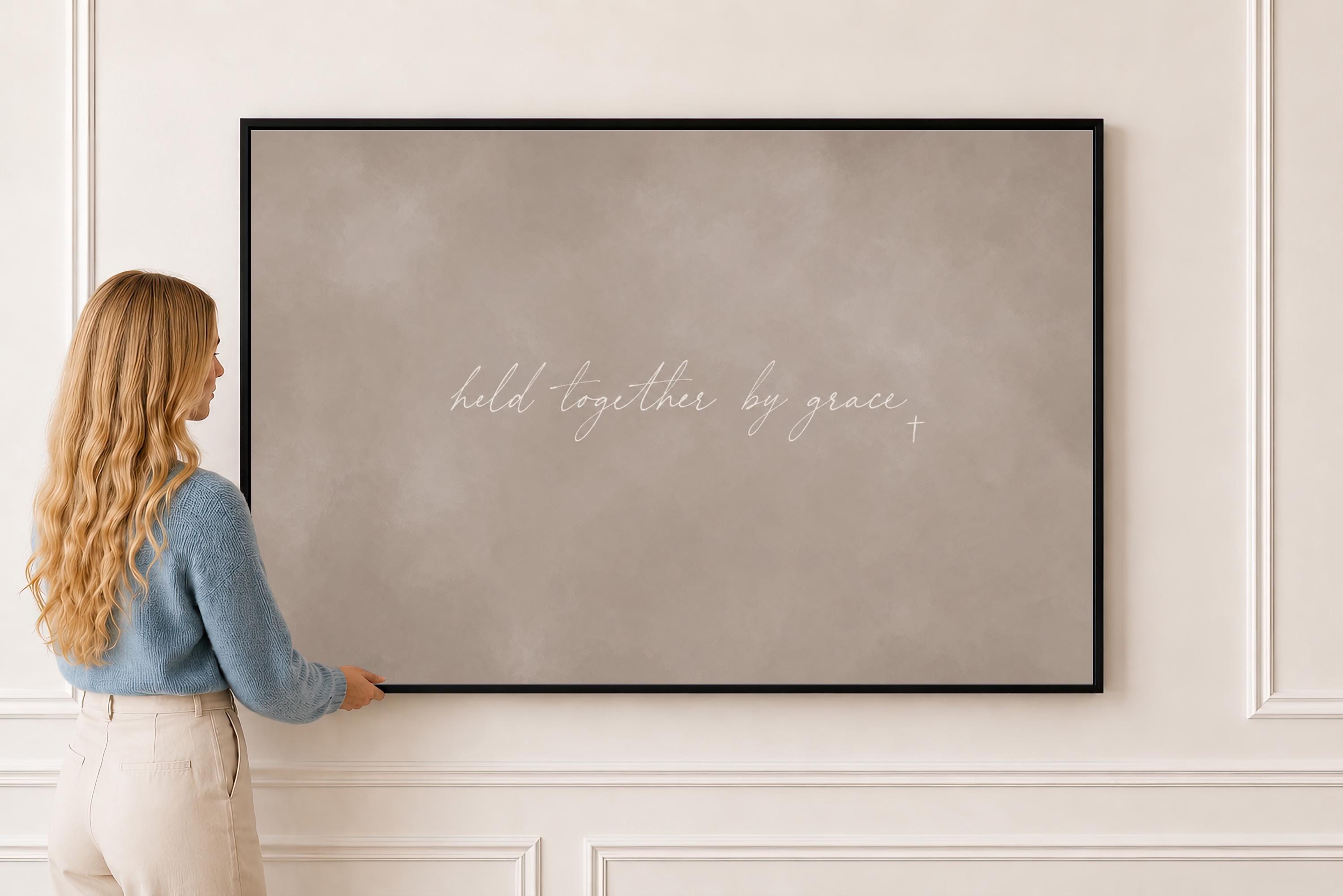 Held by Grace Canvas | Held Together by Grace Framed Canvas Christian Wall Art | Faith Gift for Her | C0001