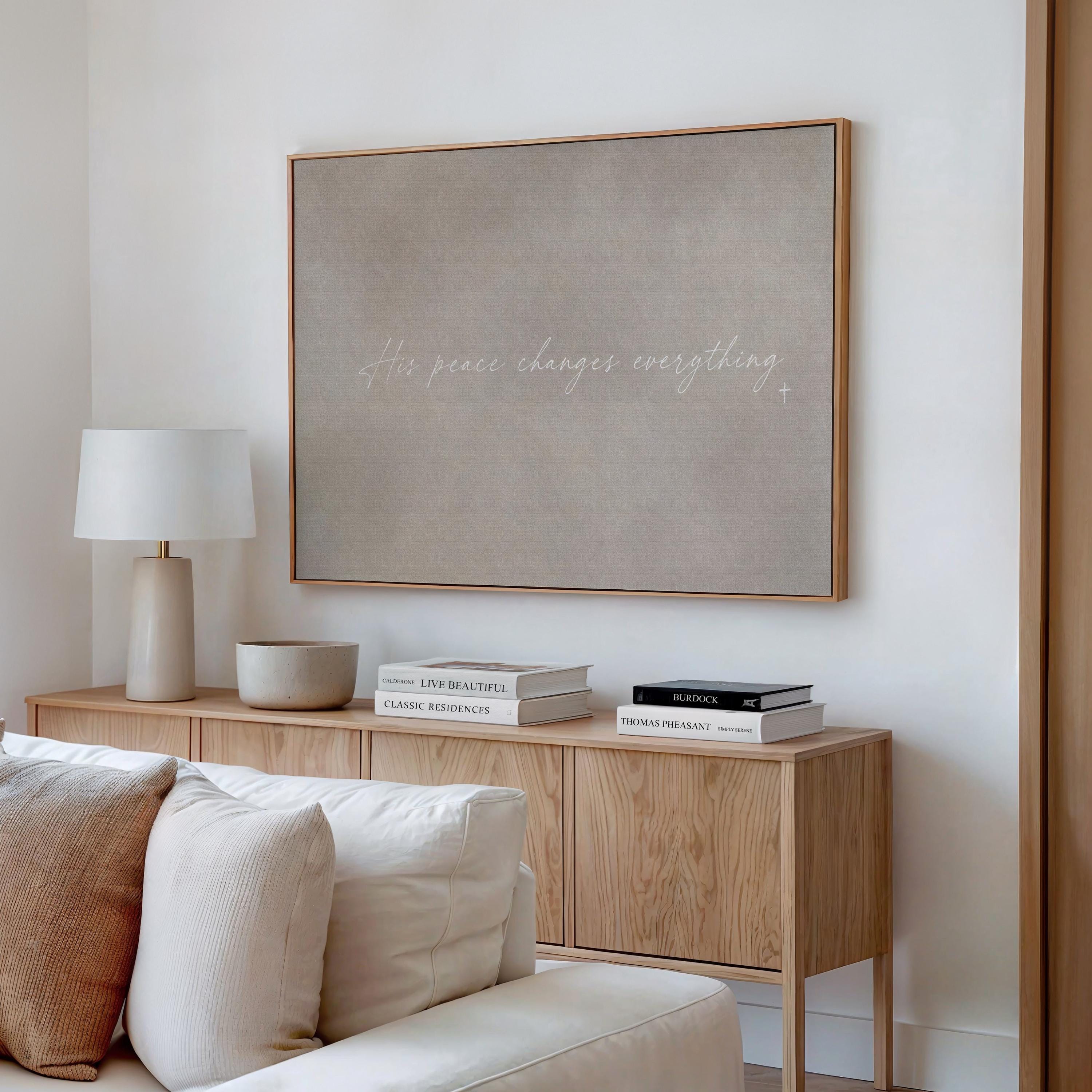 His Peace Canvas | His Peace Changes Everything Framed Canvas Christian Wall Art | Faith Gift for Her | C0017