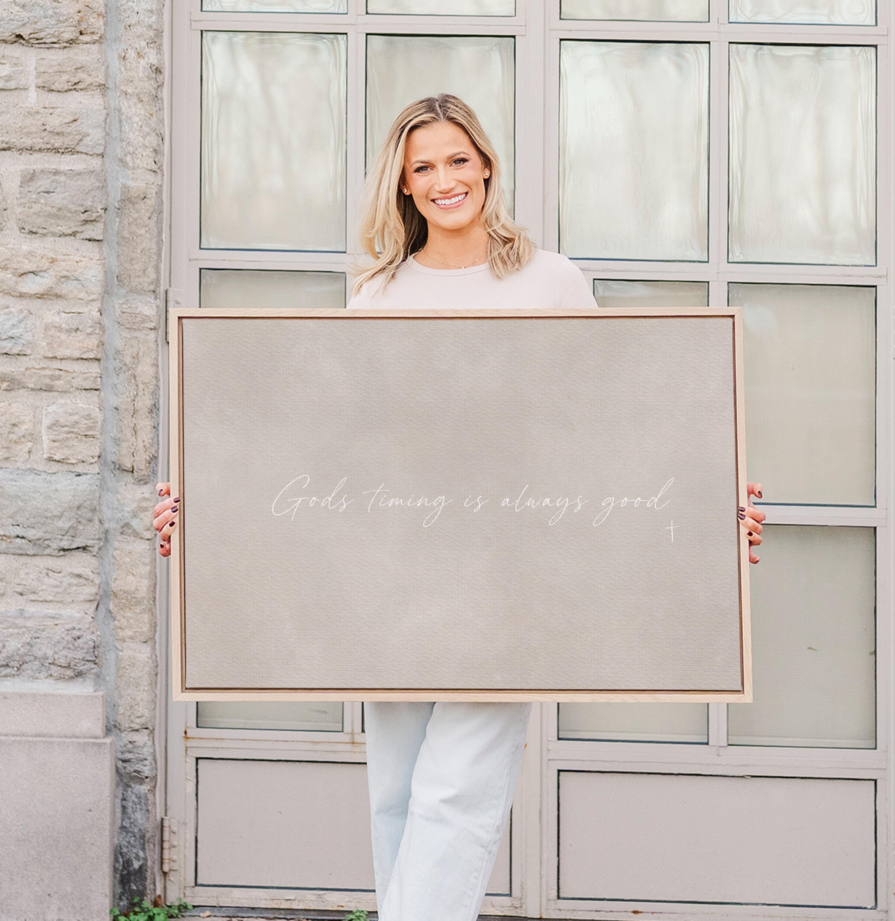 Gods Timing Canvas | God's Timing Is Always Good Framed Canvas Christian Wall Art | Faith Gift for Her | C0003