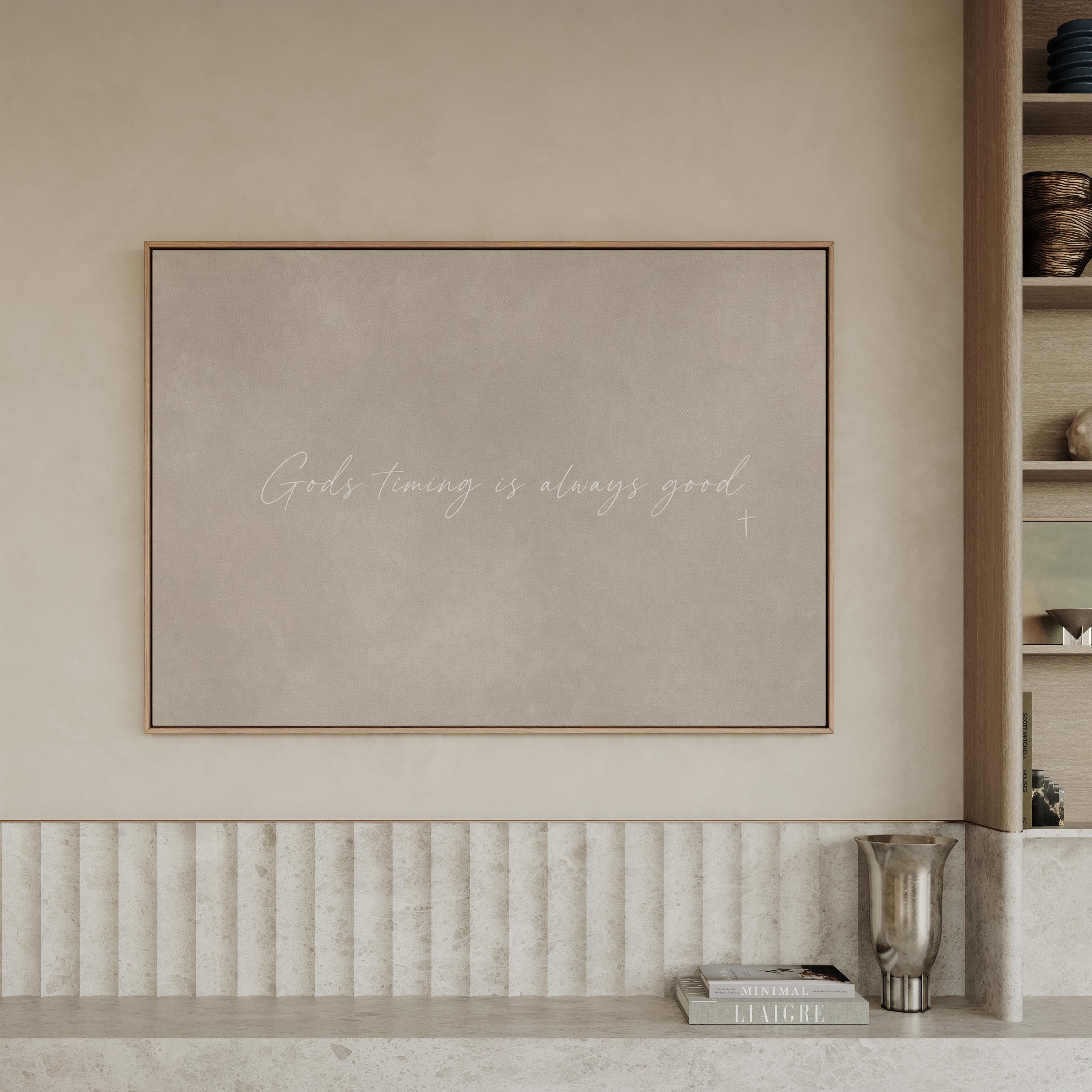 Gods Timing Canvas | God's Timing Is Always Good Framed Canvas Christian Wall Art | Faith Gift for Her | C0003