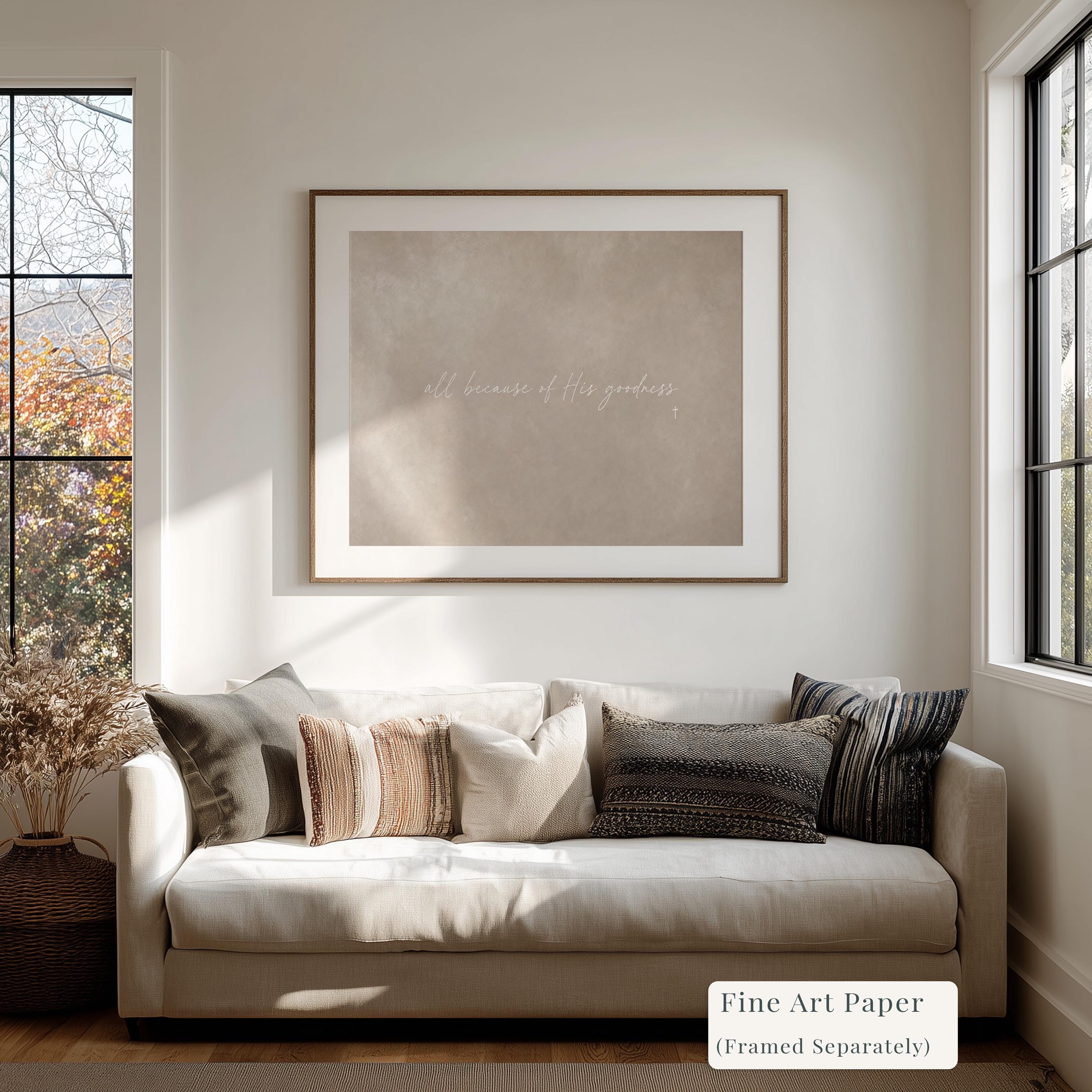 His Goodness Canvas | All Because of His Goodness Framed Canvas Christian Wall Art | Faith Gift for Her | C0005