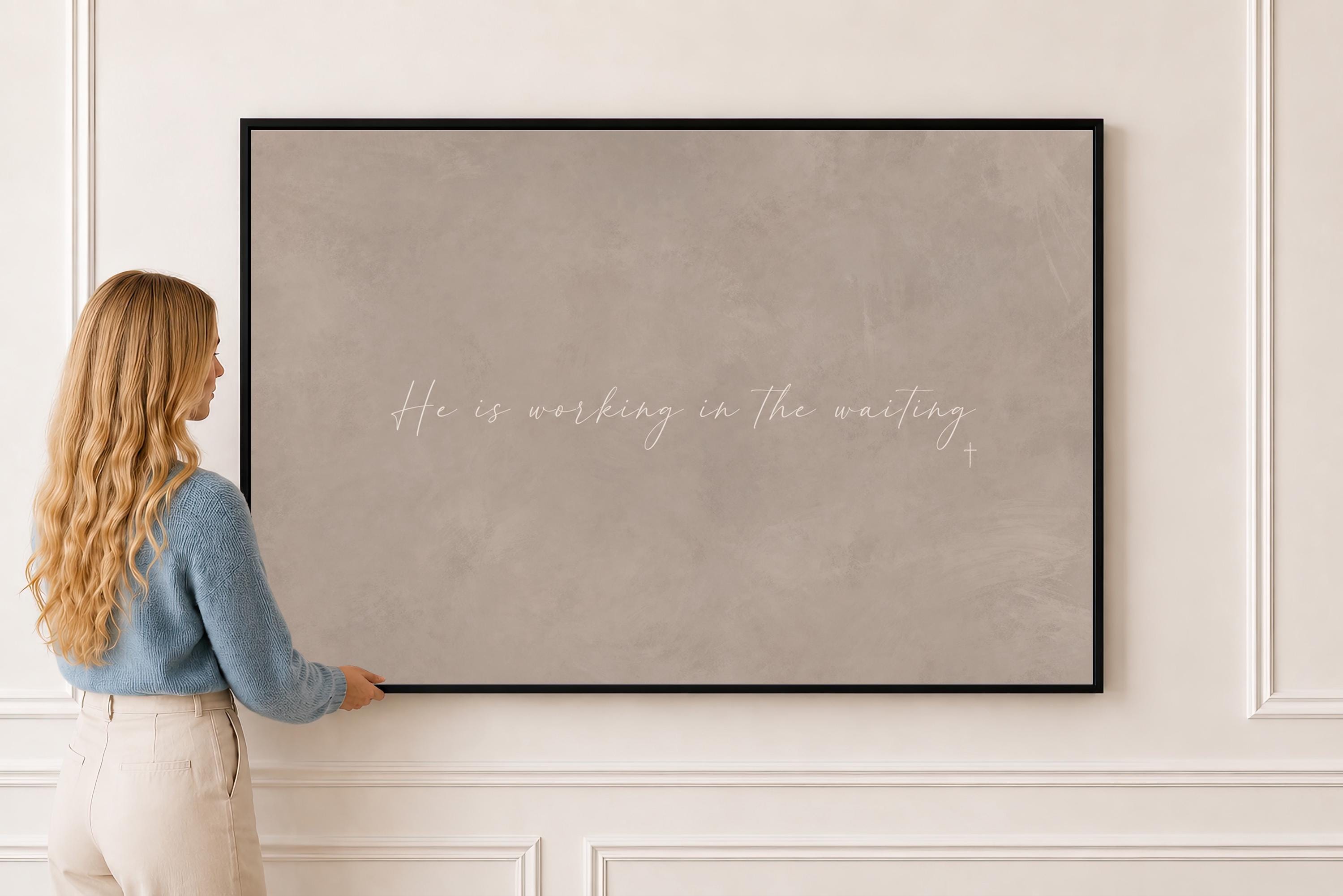 In the Waiting Canvas | Working in the Waiting Framed Canvas Christian Wall Art | Faith Gift for Her | C0010