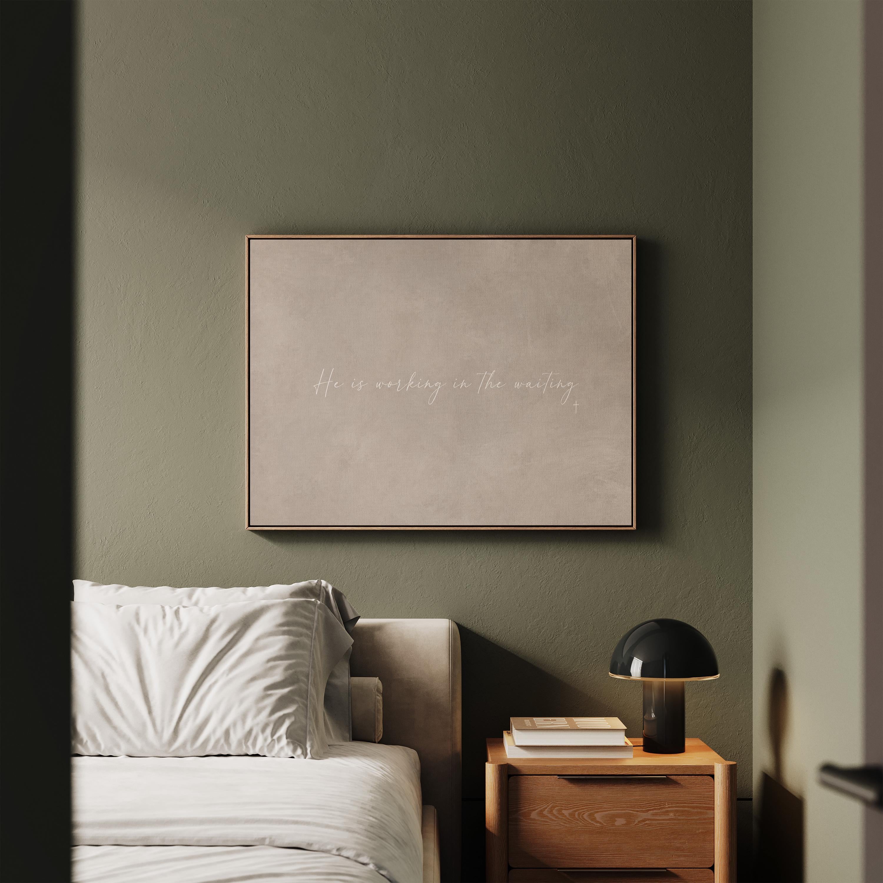 In the Waiting Canvas | Working in the Waiting Framed Canvas Christian Wall Art | Faith Gift for Her | C0010