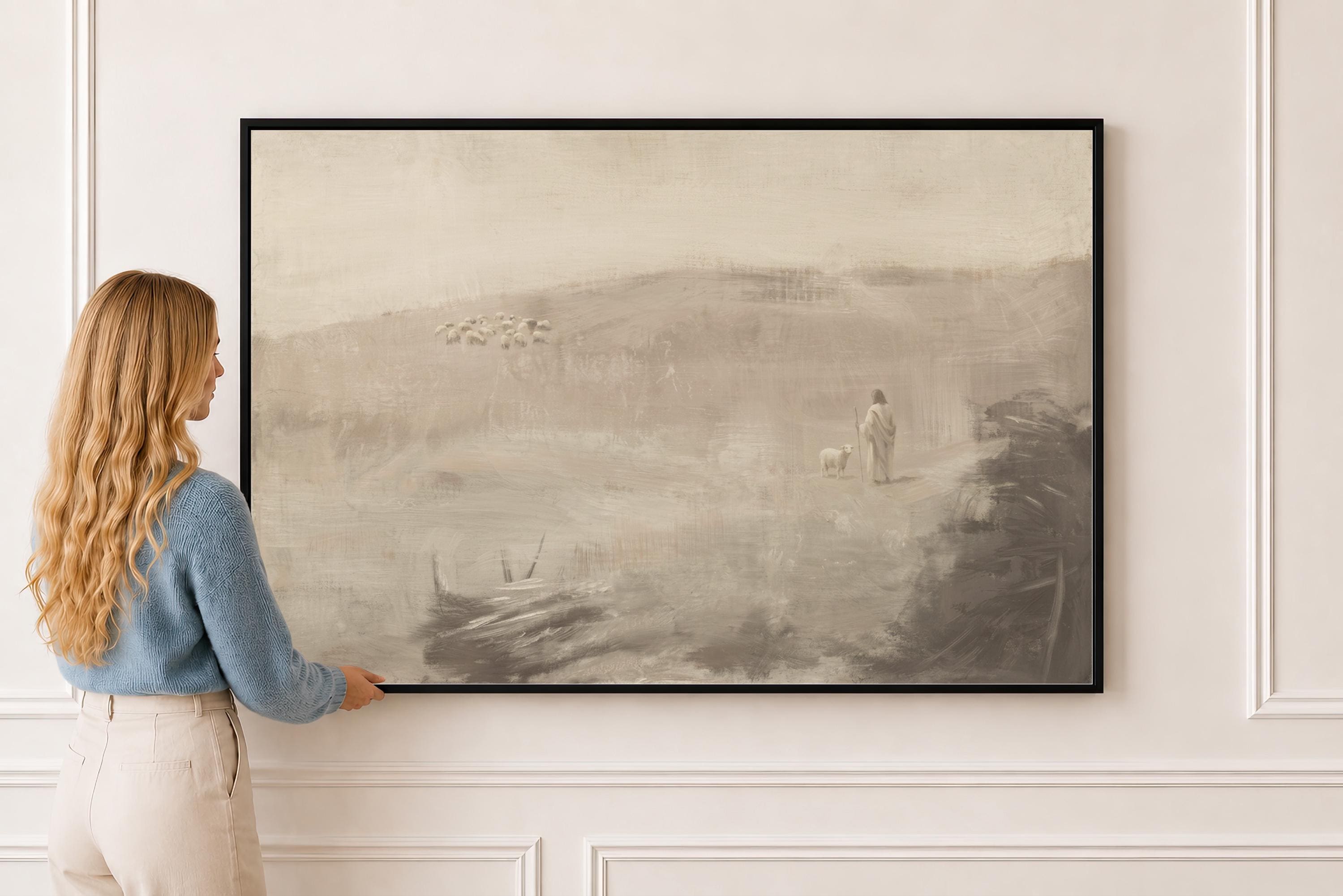 Farmhouse Faith Canvas | Weathered Meadow Christian Wall Art Print | Neutral Christian Wall Art | Faith Gift | G0013