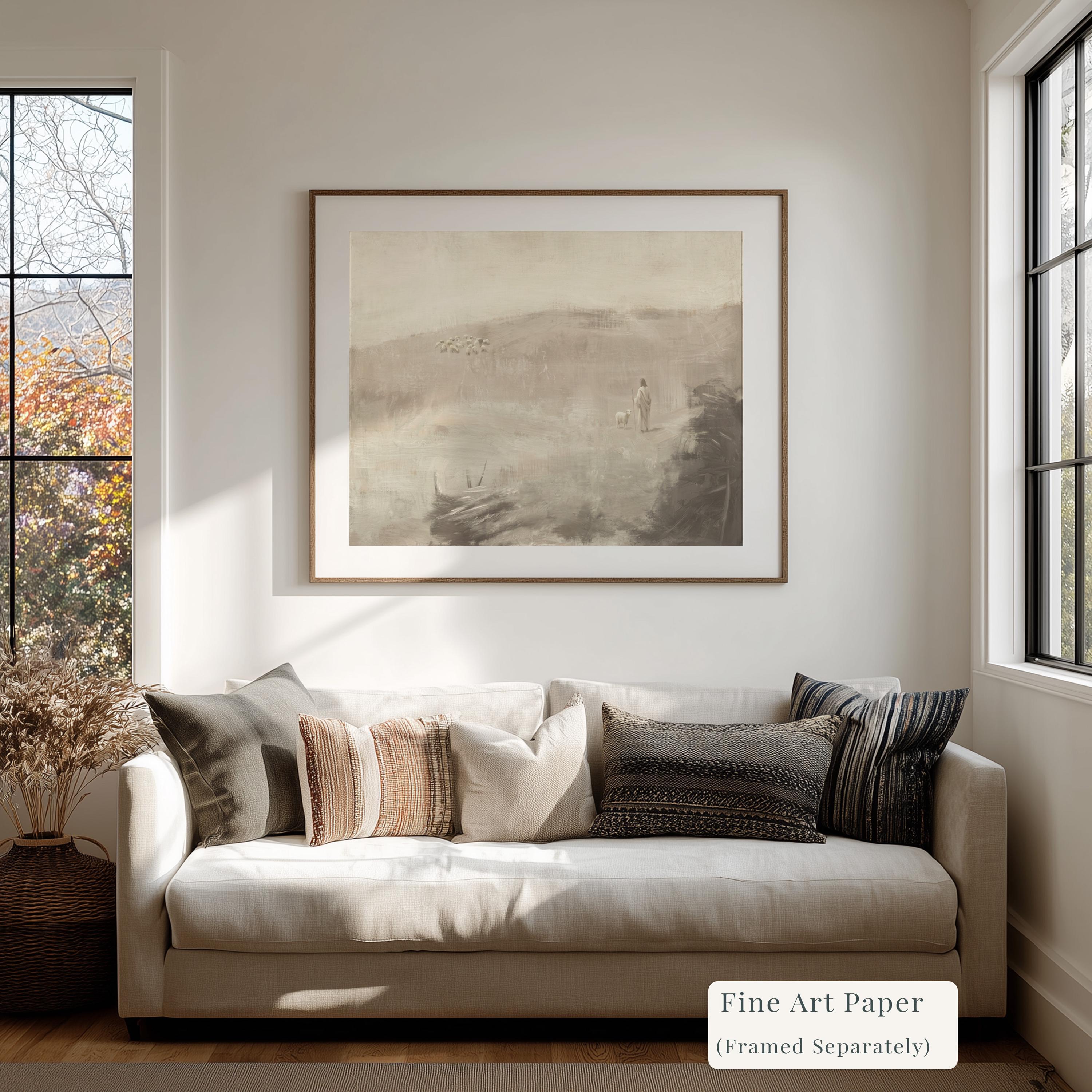 Farmhouse Faith Canvas | Weathered Meadow Christian Wall Art Print | Neutral Christian Wall Art | Faith Gift | G0013