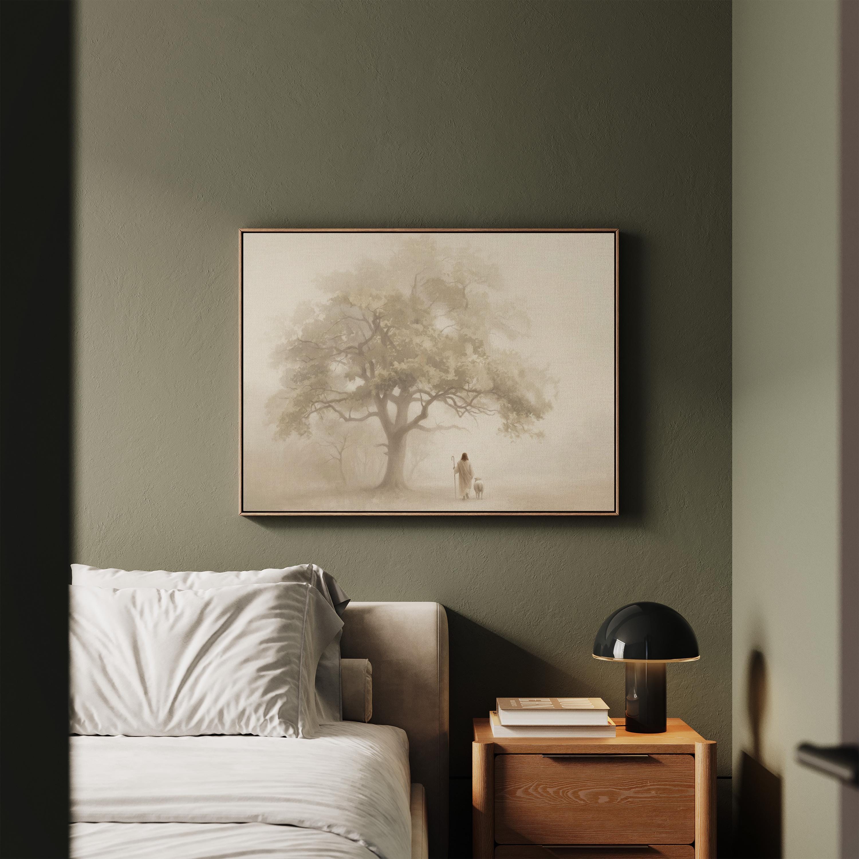 Good Shepherd Canvas | Oak Canopy Christian Wall Art Print | Moody Christian Wall Art | Faith Gift | M0002