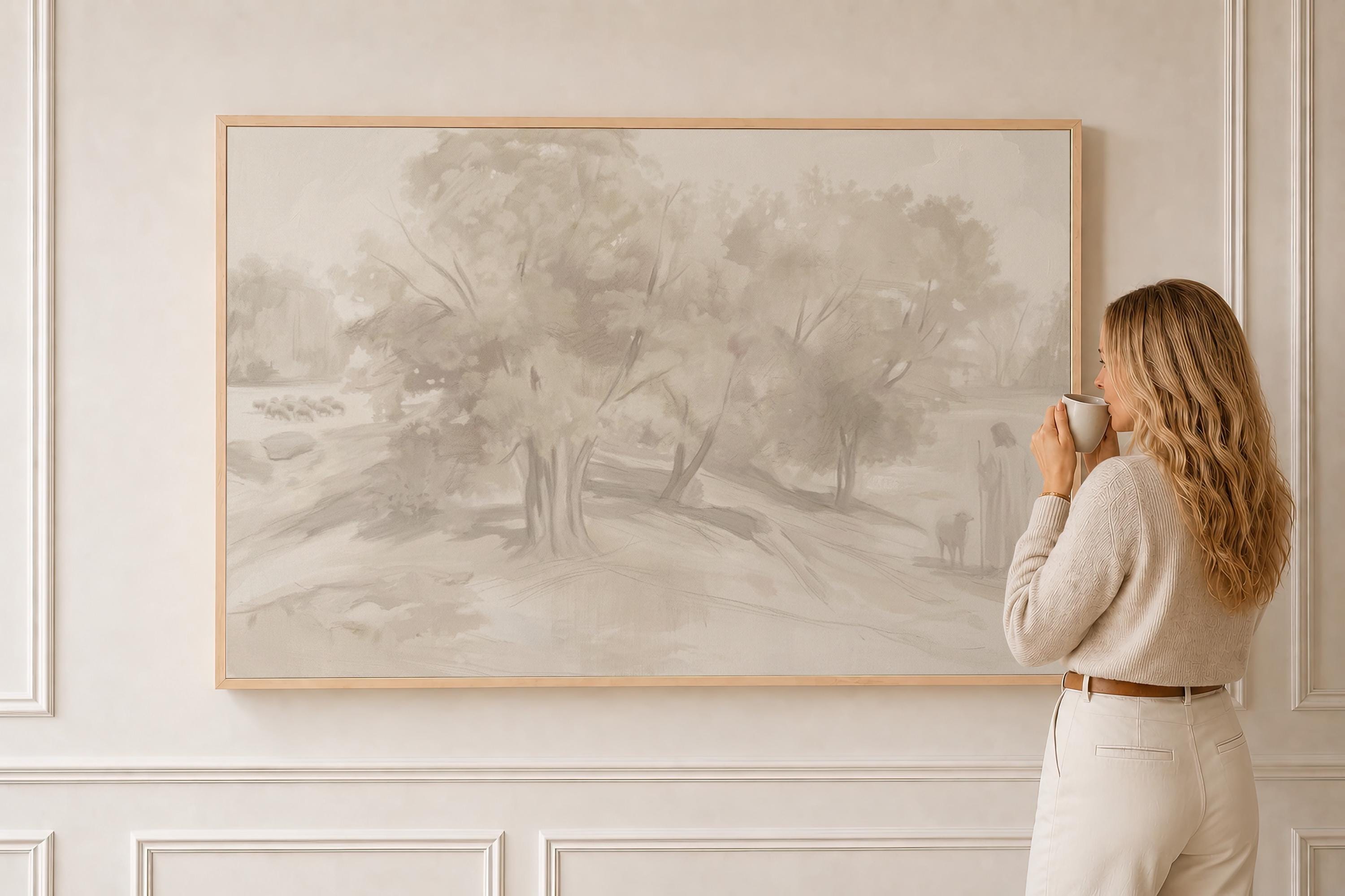 Farmhouse Faith Canvas | Corot Oak Grove Christian Wall Art Print | Impressionist Christian Wall Art | Faith Gift | G0001