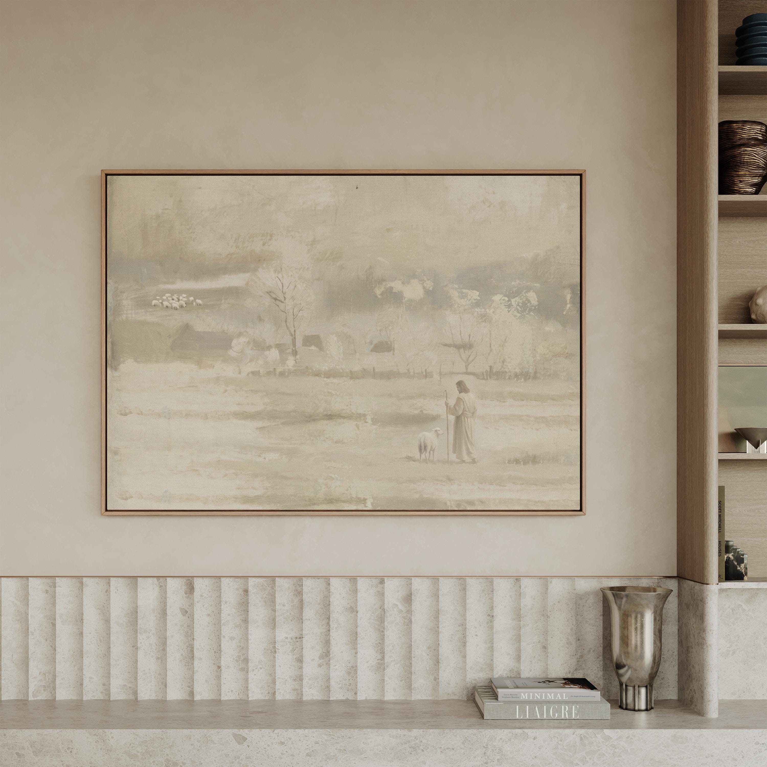 Farmhouse Faith Canvas | Muted Farm Winter Christian Wall Art Print | Vintage Christian Wall Art | Faith Gift | G0009