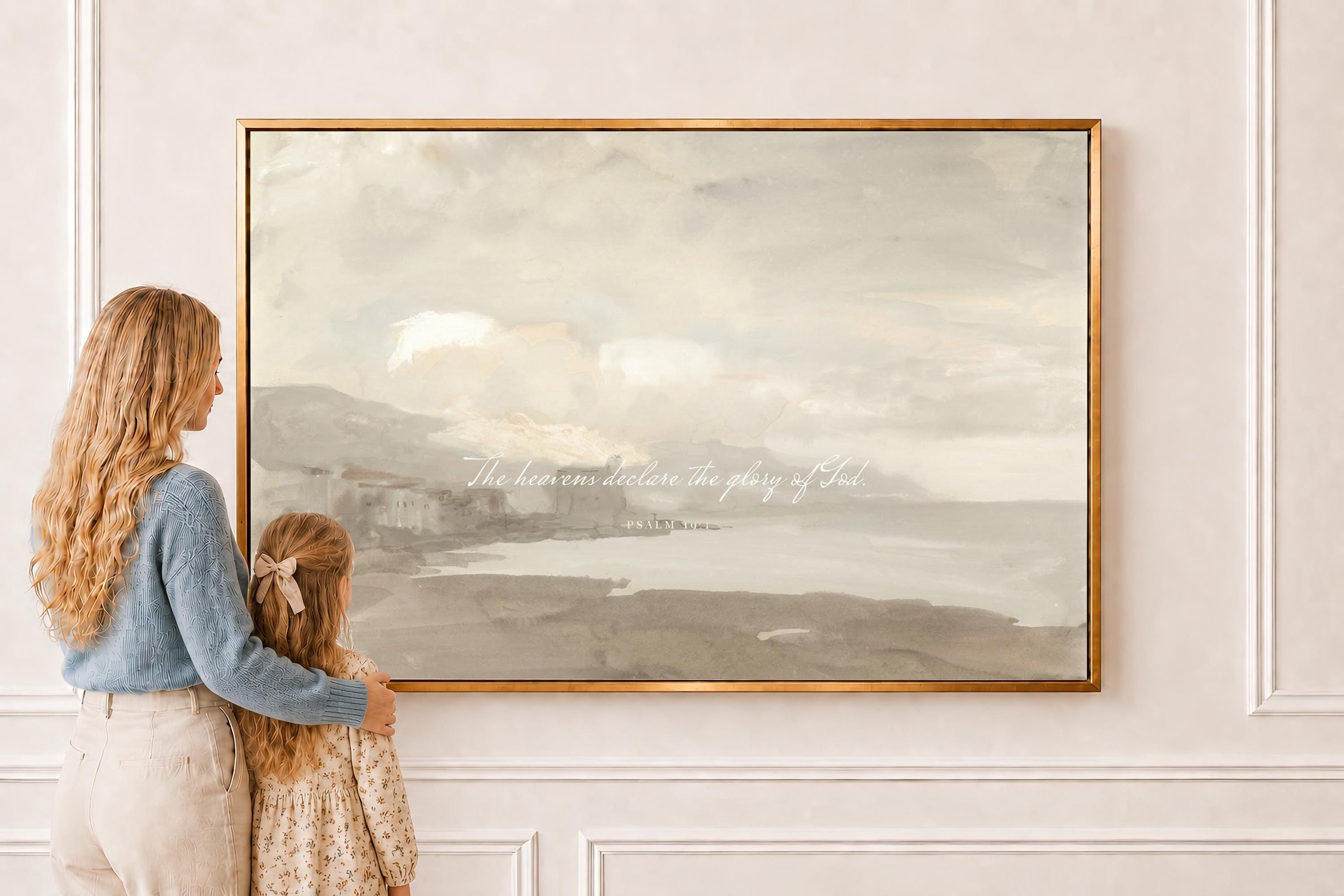 Heavens Declare Canvas | Coastal Dusk Christian Decor | Coastal Christian Wall Art | Faith Gift | T0006