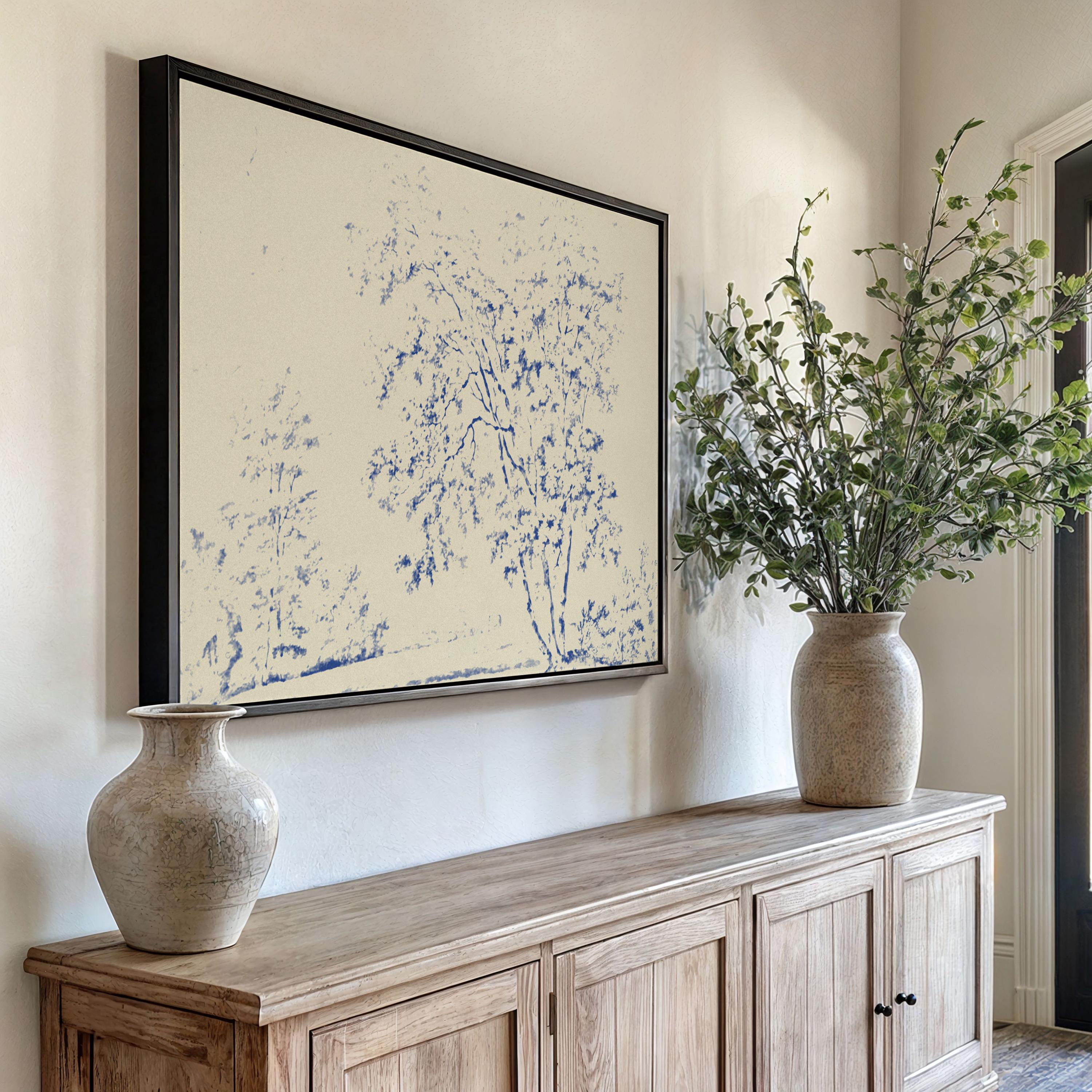 Blue Toile Faith Canvas | Watercolor Trees Christian Wall Art Print | Watercolor Christian Wall Art | Faith Gift | B0004