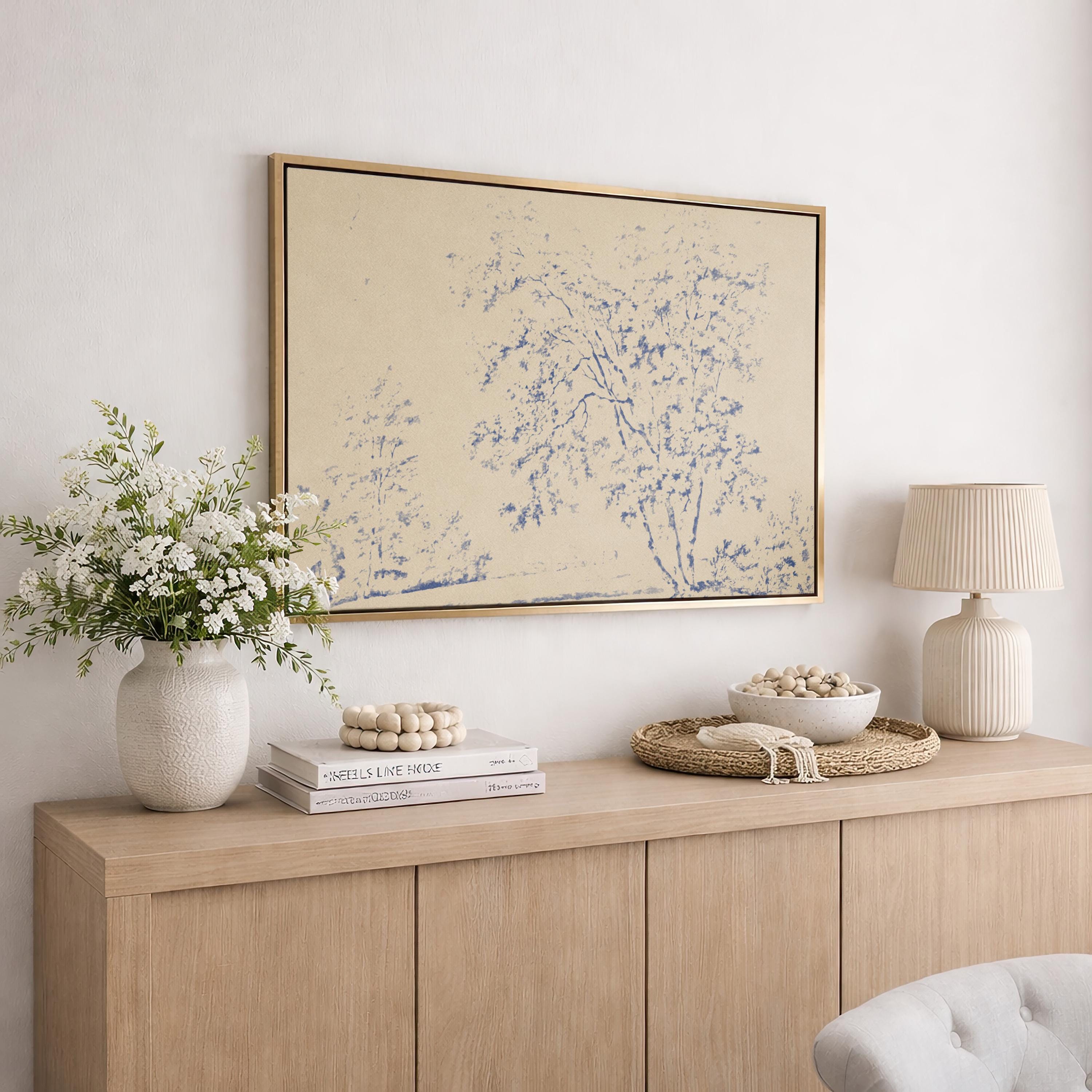 Blue Toile Faith Canvas | Watercolor Trees Christian Wall Art Print | Watercolor Christian Wall Art | Faith Gift | B0004