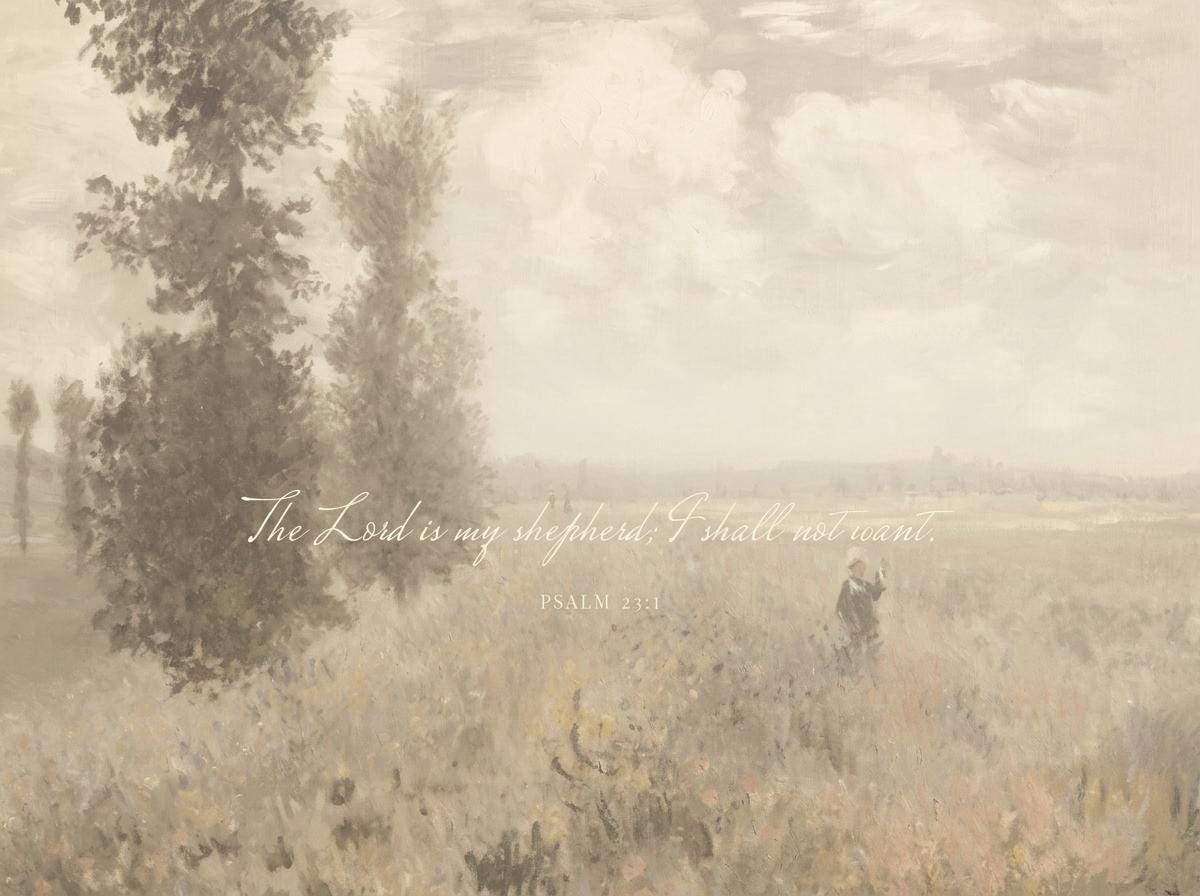 Psalm 23 Framed Canvas | Monet Poppy Field Christian Decor | Impressionist Christian Wall Art | Faith Gift | T0018