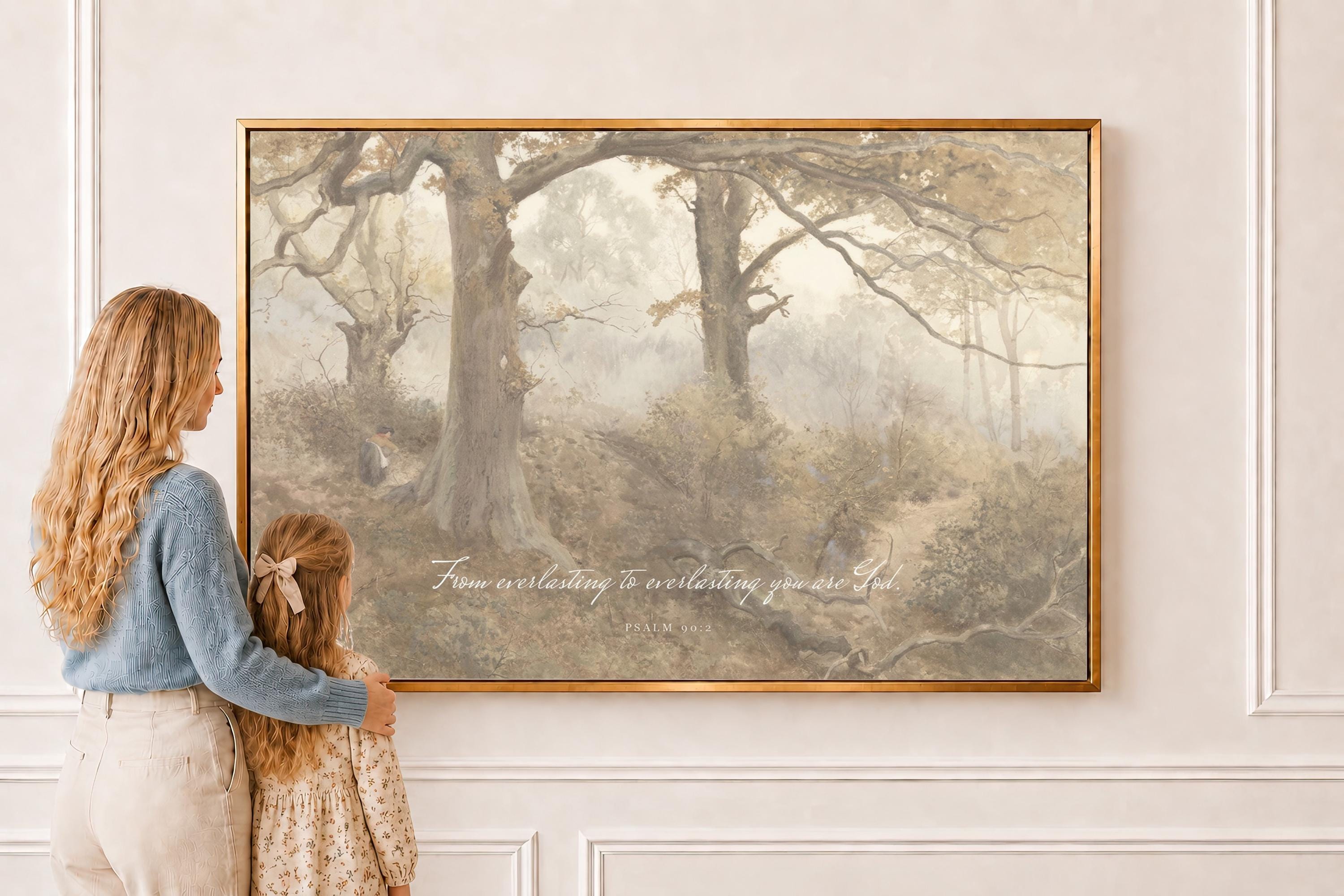 Psalm 90:2 Framed | From Everlasting to Everlasting You Are God | Vintage Christian Wall Art | Faith Gift | T0002