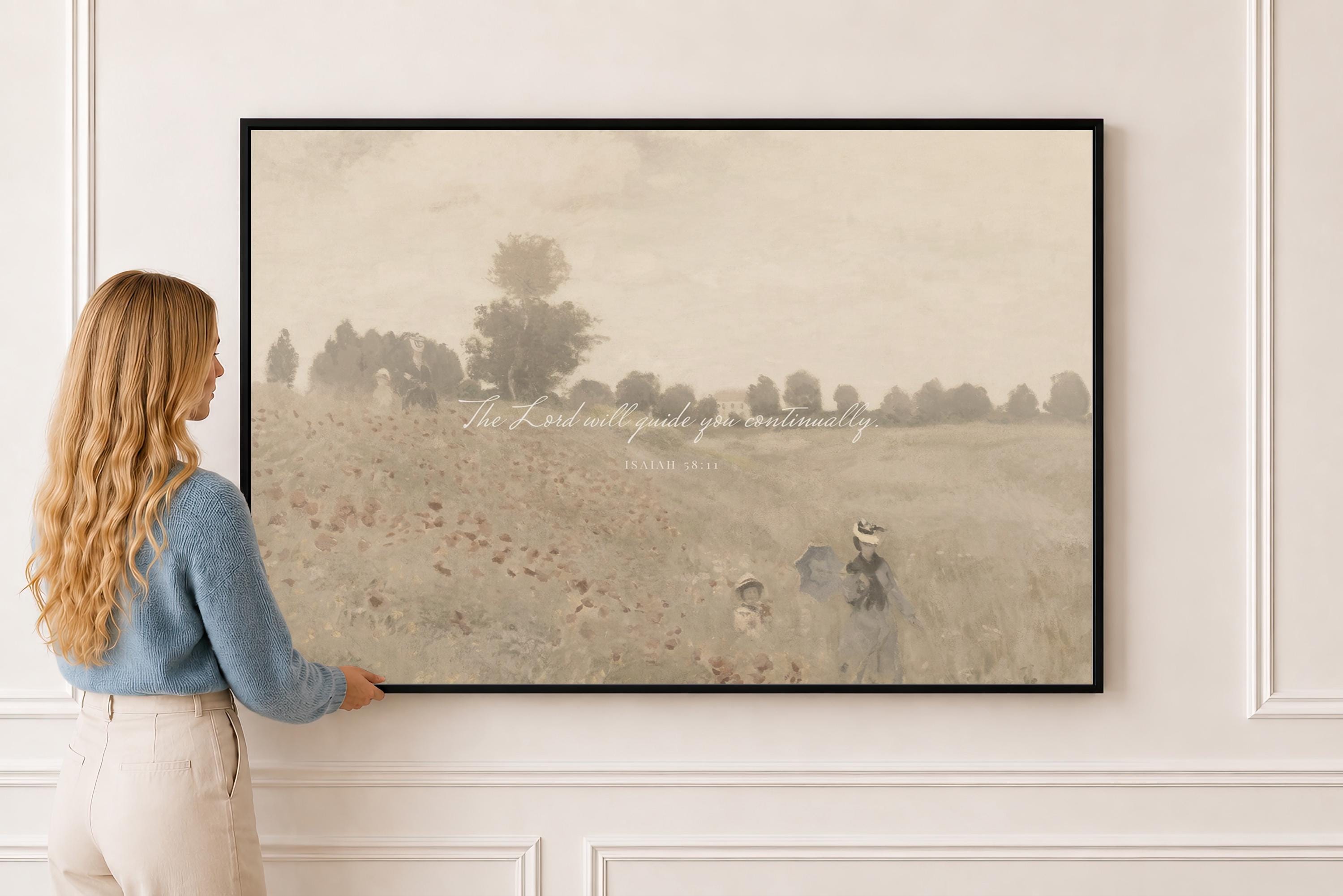 Isaiah 58:11 Canvas | Monet Poppies Christian Decor | Impressionist Christian Wall Art | Faith Gift | T0017