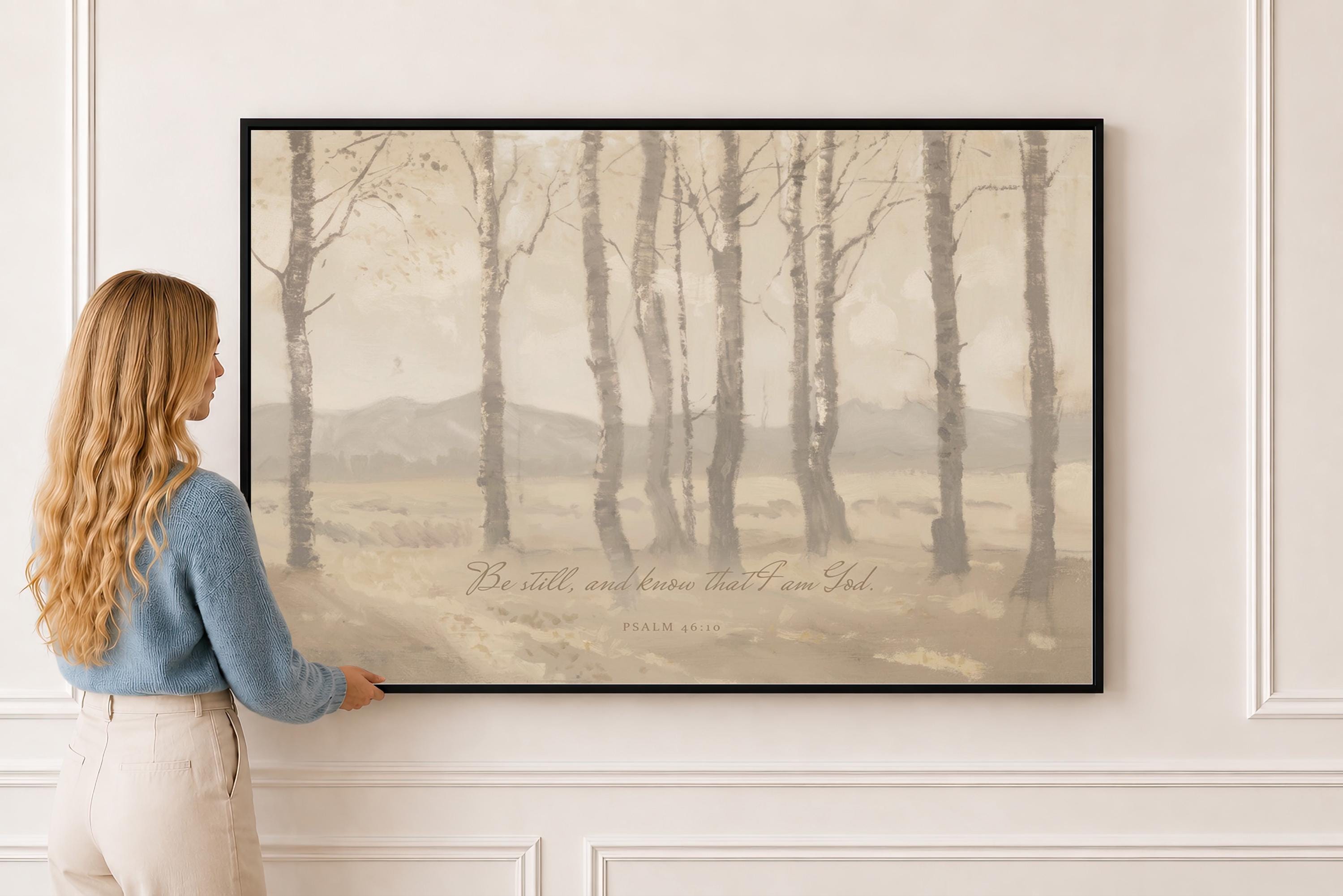 Be Still Framed Canvas | Birch Grove Christian Home Decor | Neutral Christian Wall Art | Faith Gift | T0003
