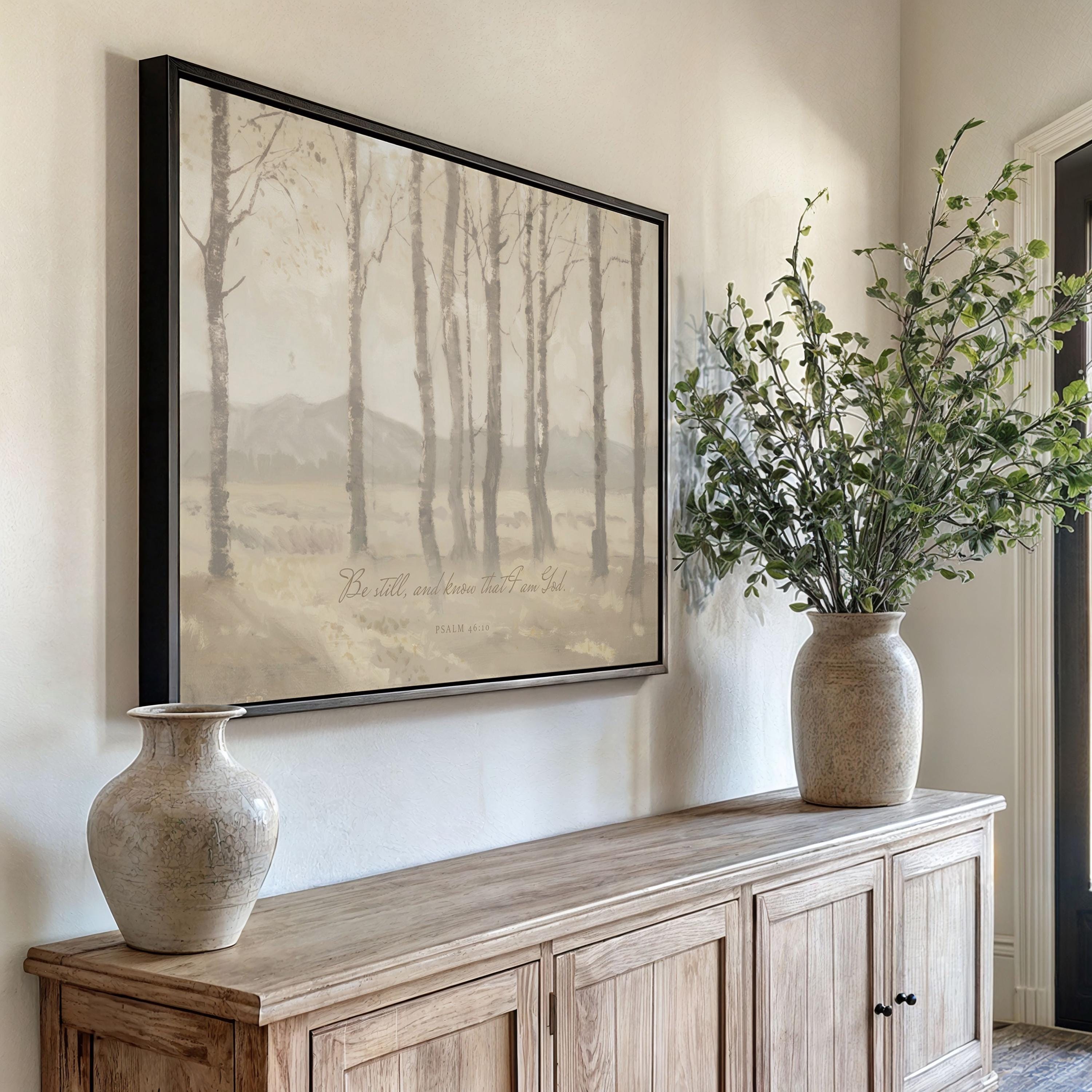 Be Still Framed Canvas | Birch Grove Christian Home Decor | Neutral Christian Wall Art | Faith Gift | T0003