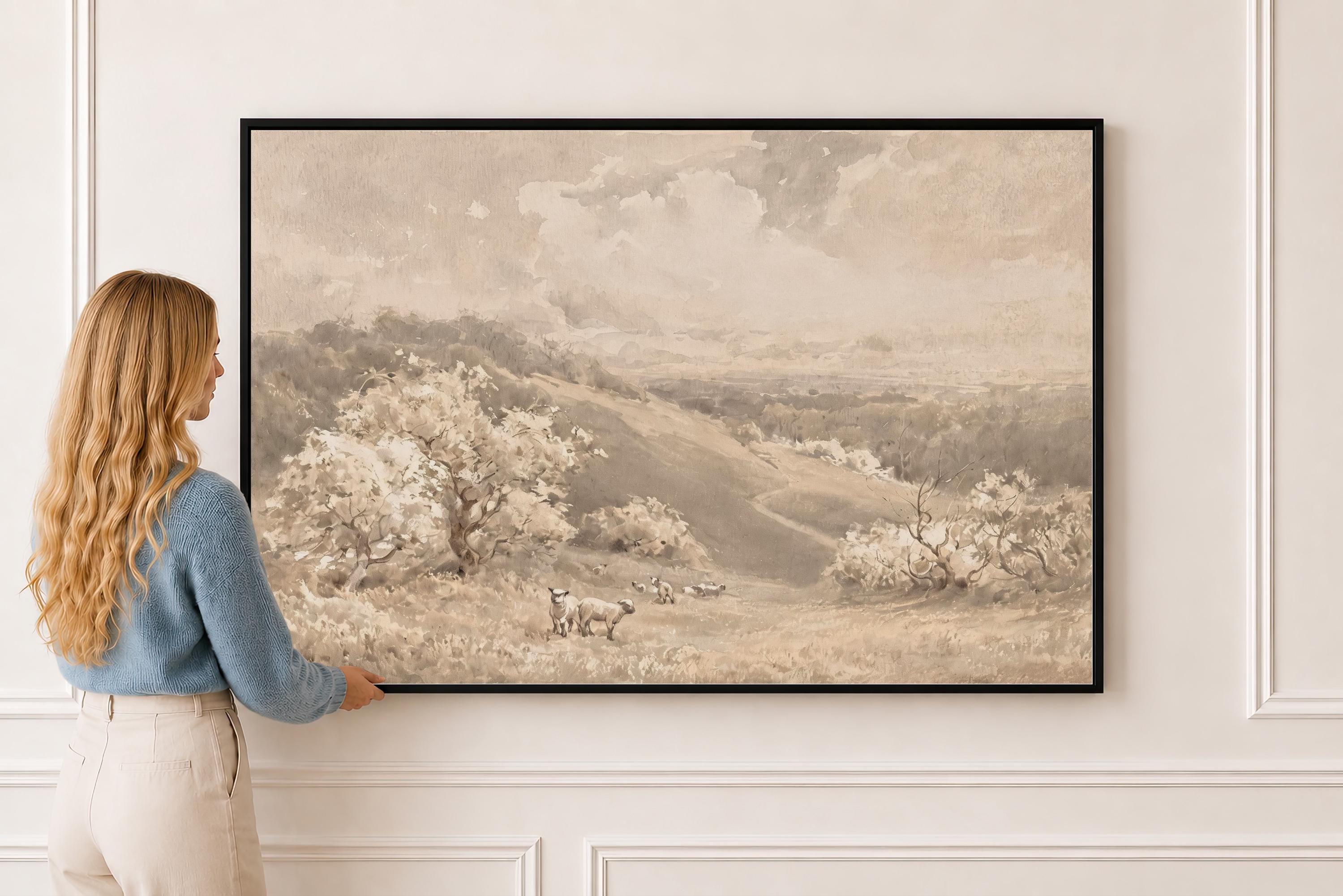 The Lord is My Shepherd Wall Art, Christian Nursery Print, Scripture Farm Art, Neutral Faith Decor, Rustic Bible Verse