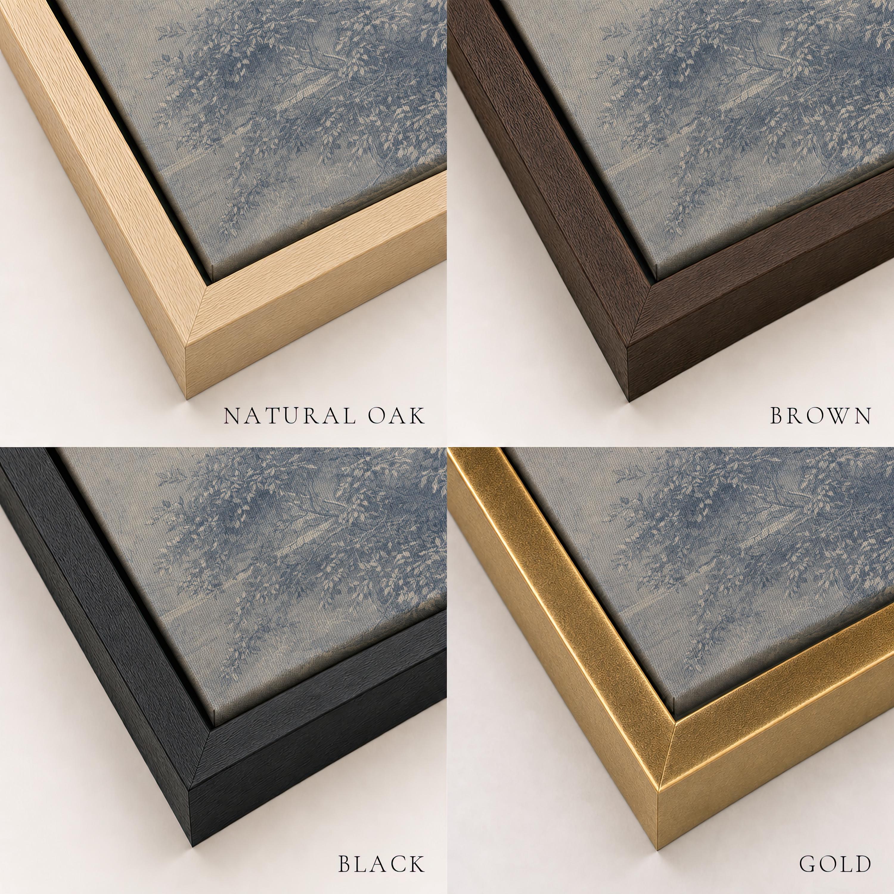 Antique Blue Botanical Wall Print – Vintage Ink Wash Leaves, French Country Art, FG437