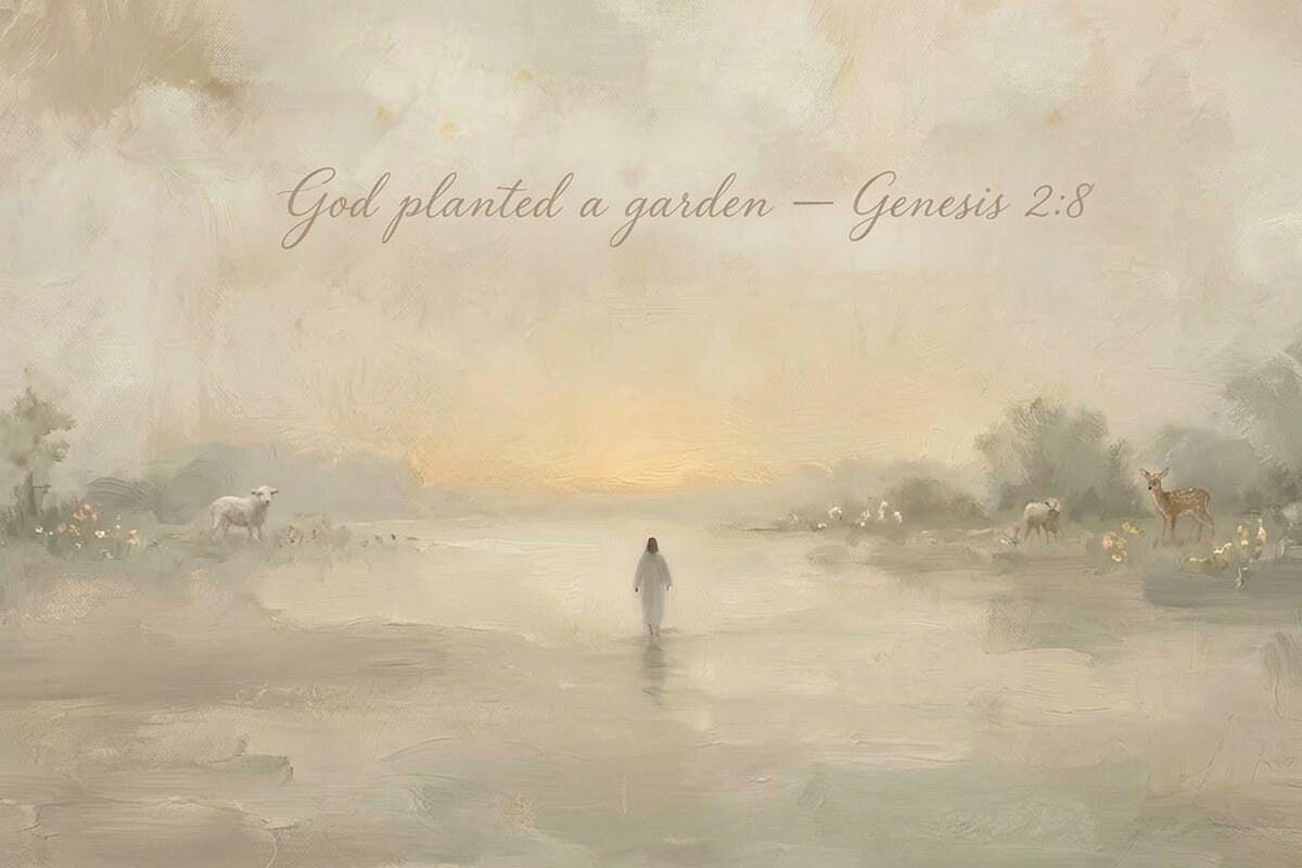 Faith Nursery | Garden Eden Christian Wall Art Print | W0186
