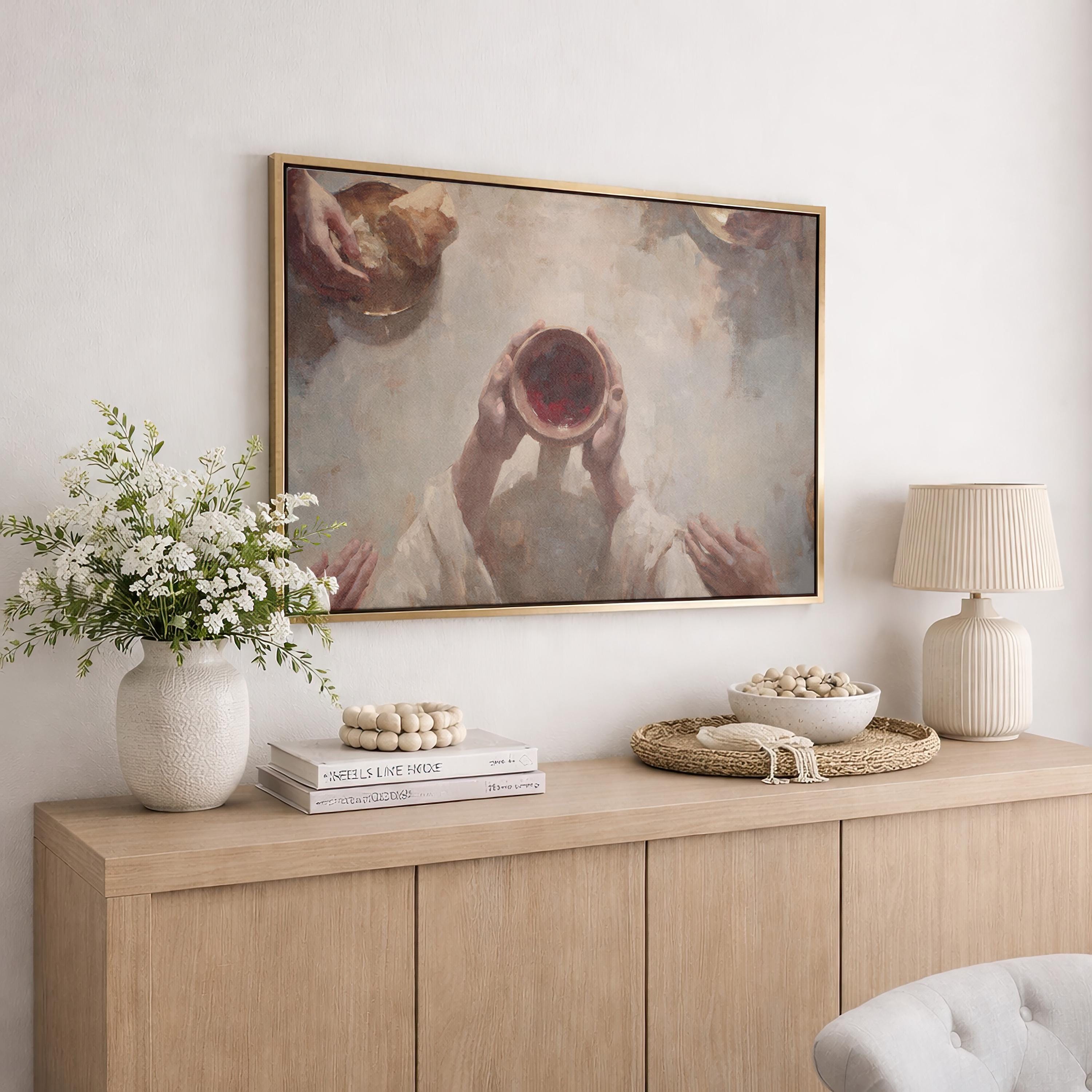 Jesus Last Supper Wall Art, Christian Communion Painting, Eucharist Artwork, Sacred Art Print