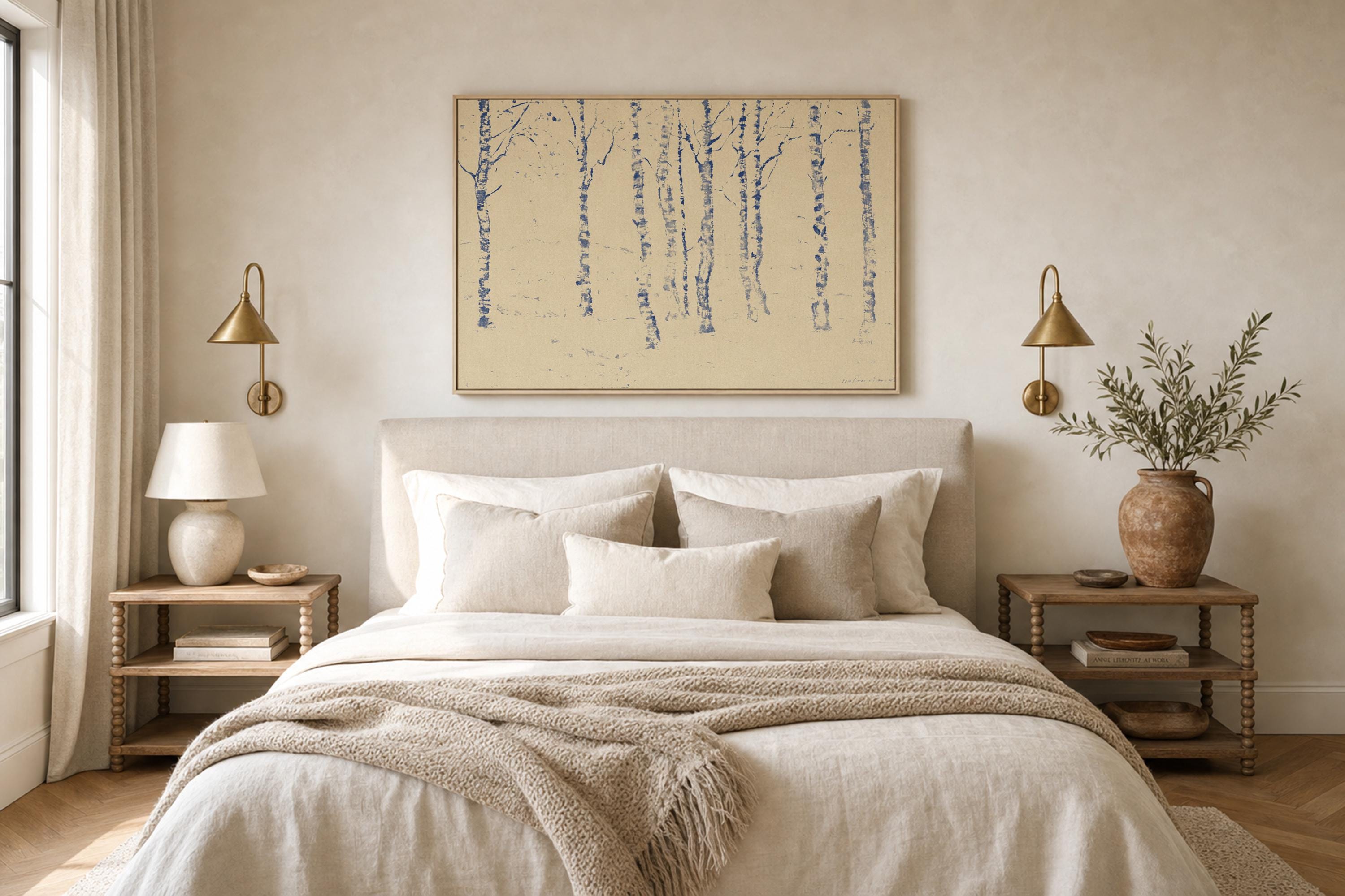 Blue Toile Faith Canvas | Birch Grove Christian Wall Art Print | Neutral Christian Wall Art | Faith Gift | B0001