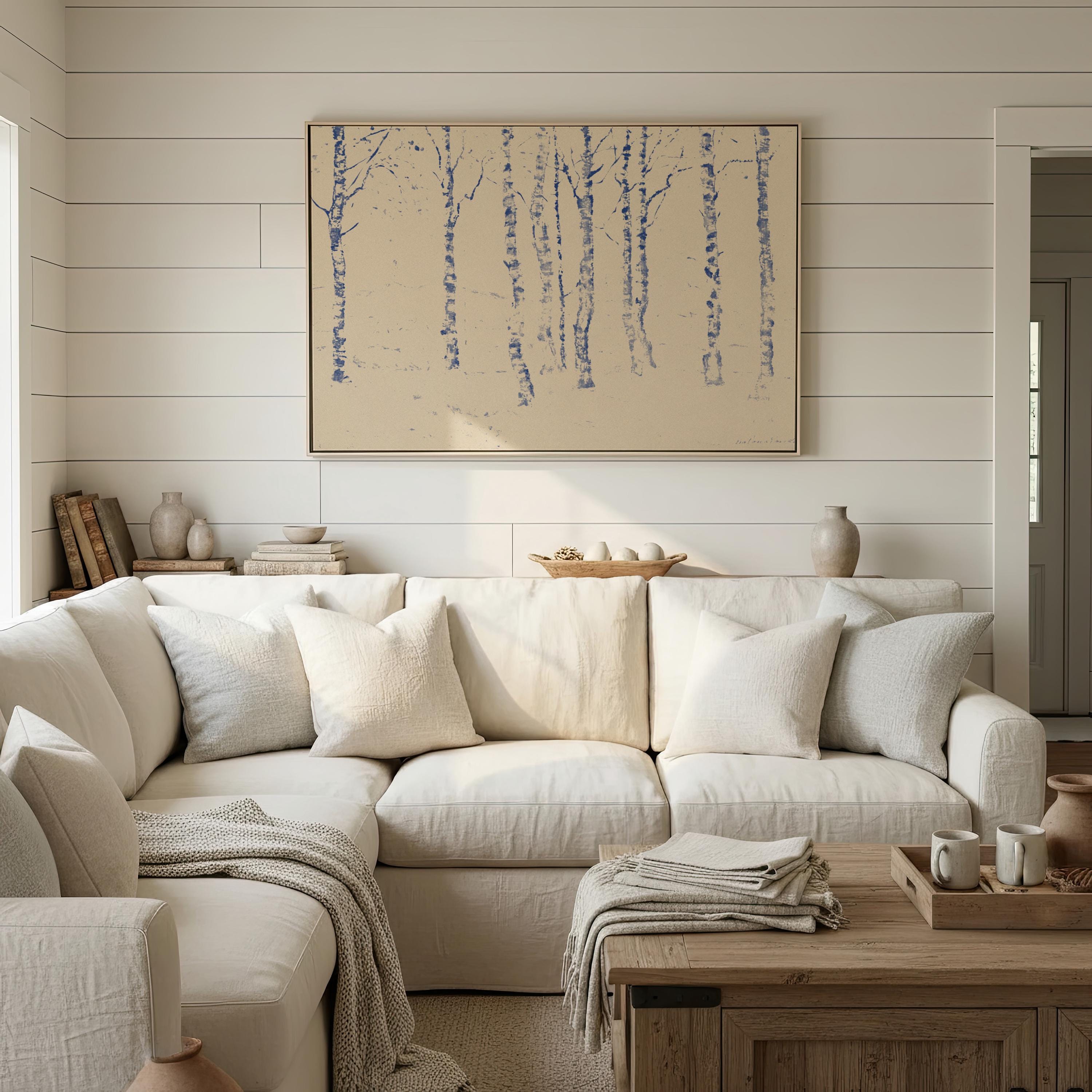 Blue Toile Faith Canvas | Birch Grove Christian Wall Art Print | Neutral Christian Wall Art | Faith Gift | B0001