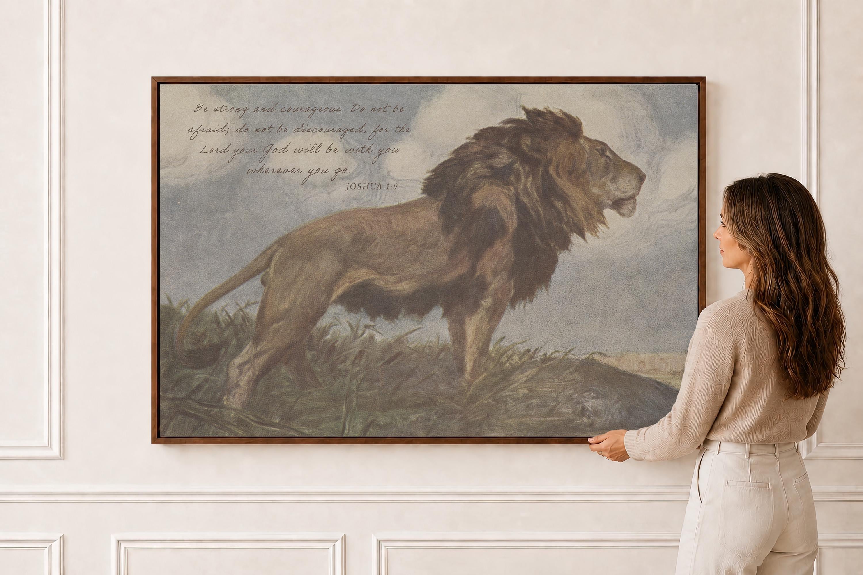 Lion of Judah Christian Wall Art with Scripture, Christian Psalm Bible Verse Print, Jesus Lion Artwork, Faith Decor for Nursery