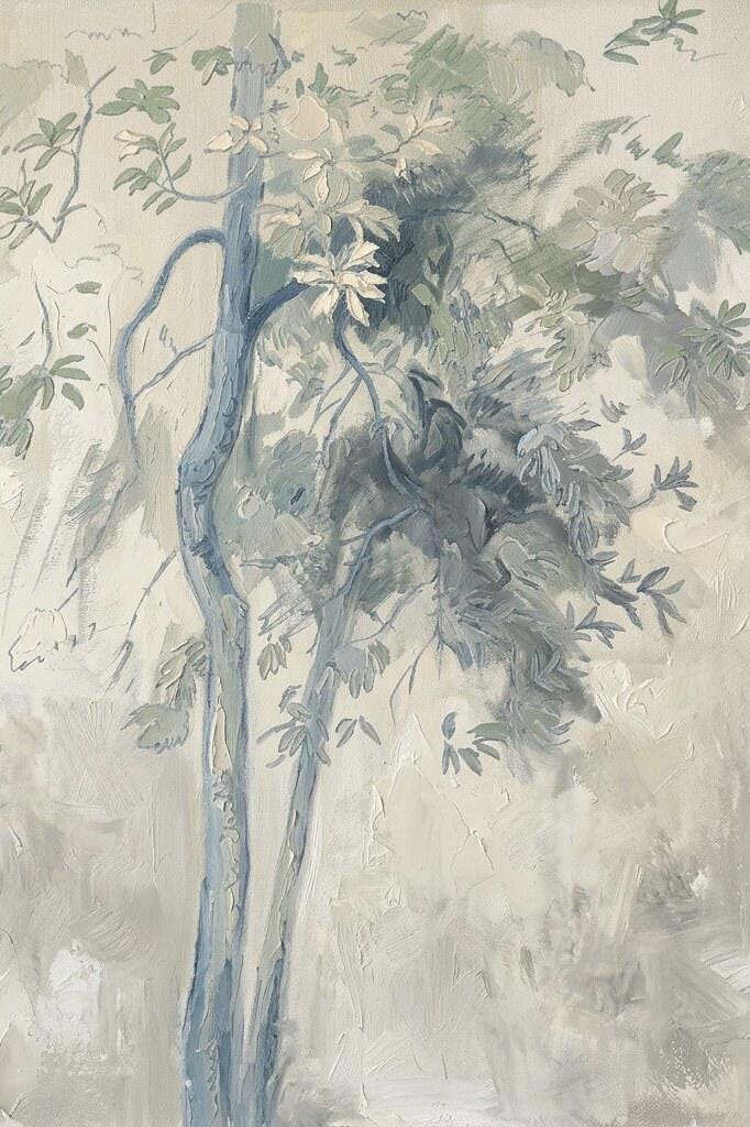 Blue Gray Botanical Print | Elegant Neutral Wall Art | French Country Wall Decor | Vintage Floral Artwork | Luxury Home Decor | Y0005
