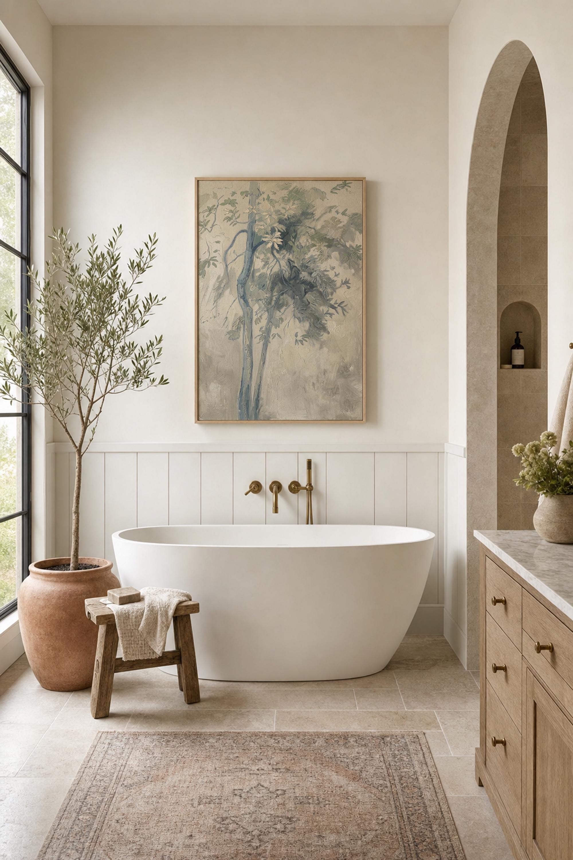 Blue Gray Botanical Print | Elegant Neutral Wall Art | French Country Wall Decor | Vintage Floral Artwork | Luxury Home Decor | Y0005